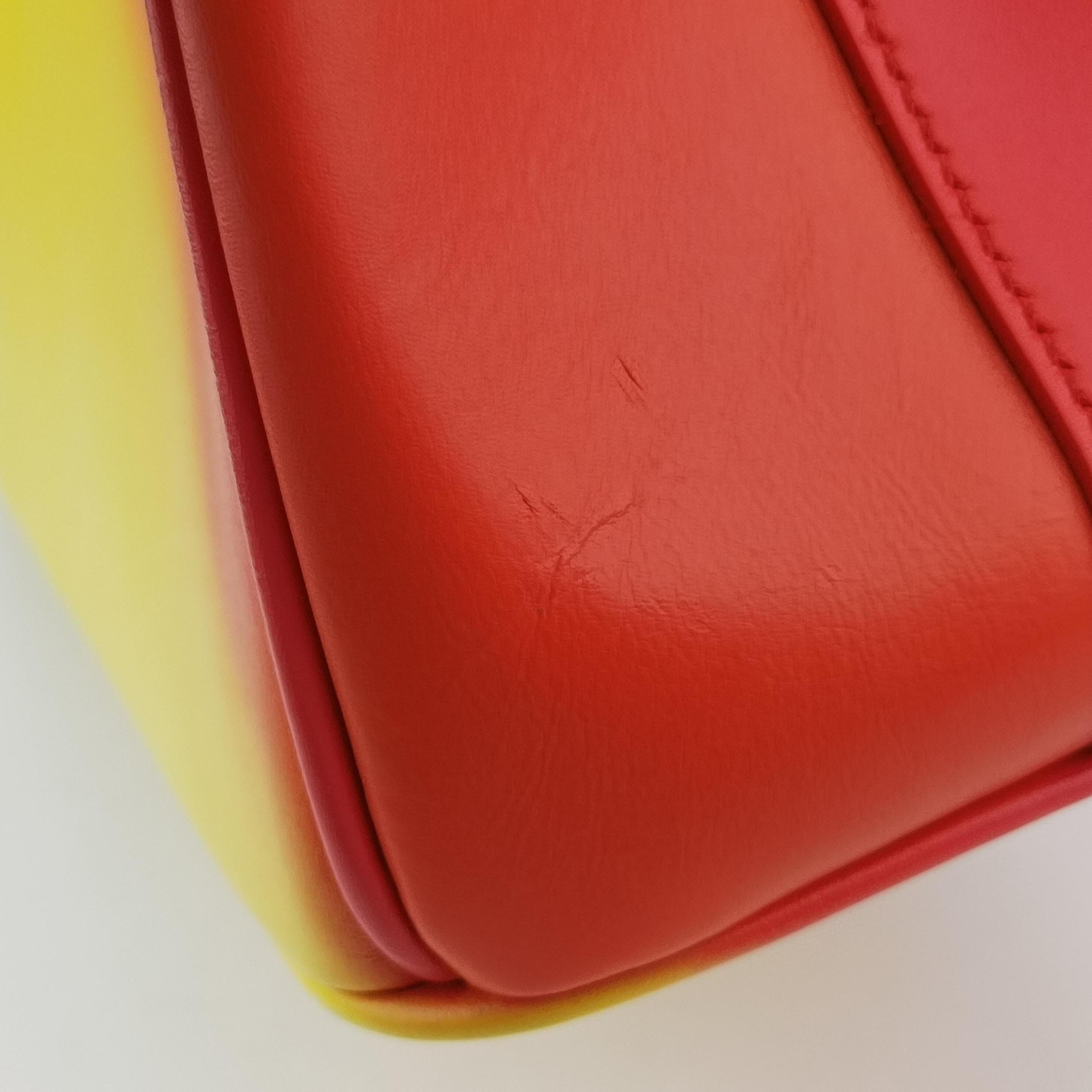 Pre-owned Christian Dior Diorissimo Yellow x Orange leather  shoulderbag | stylenewstar