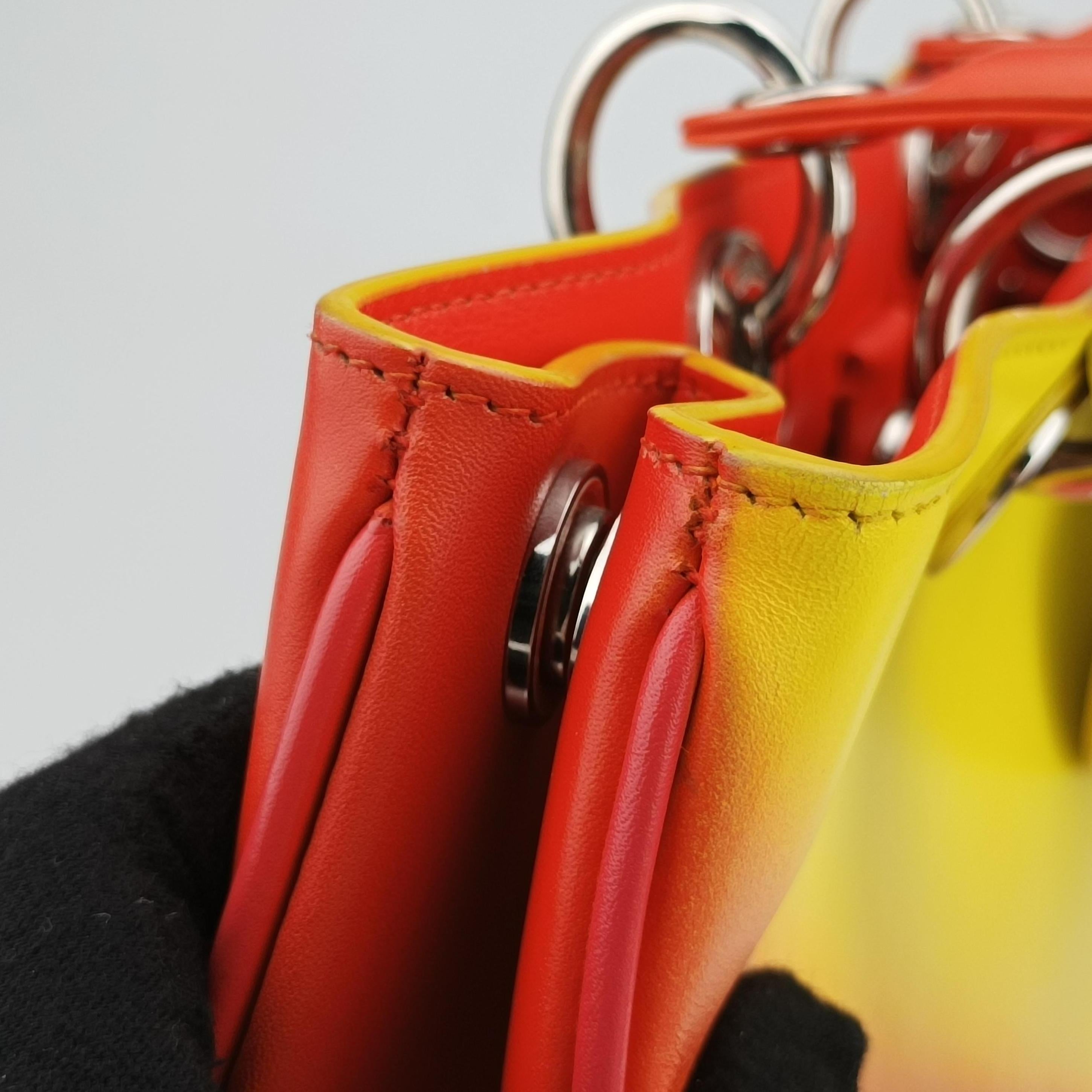Pre-owned Christian Dior Diorissimo Yellow x Orange leather  shoulderbag | stylenewstar