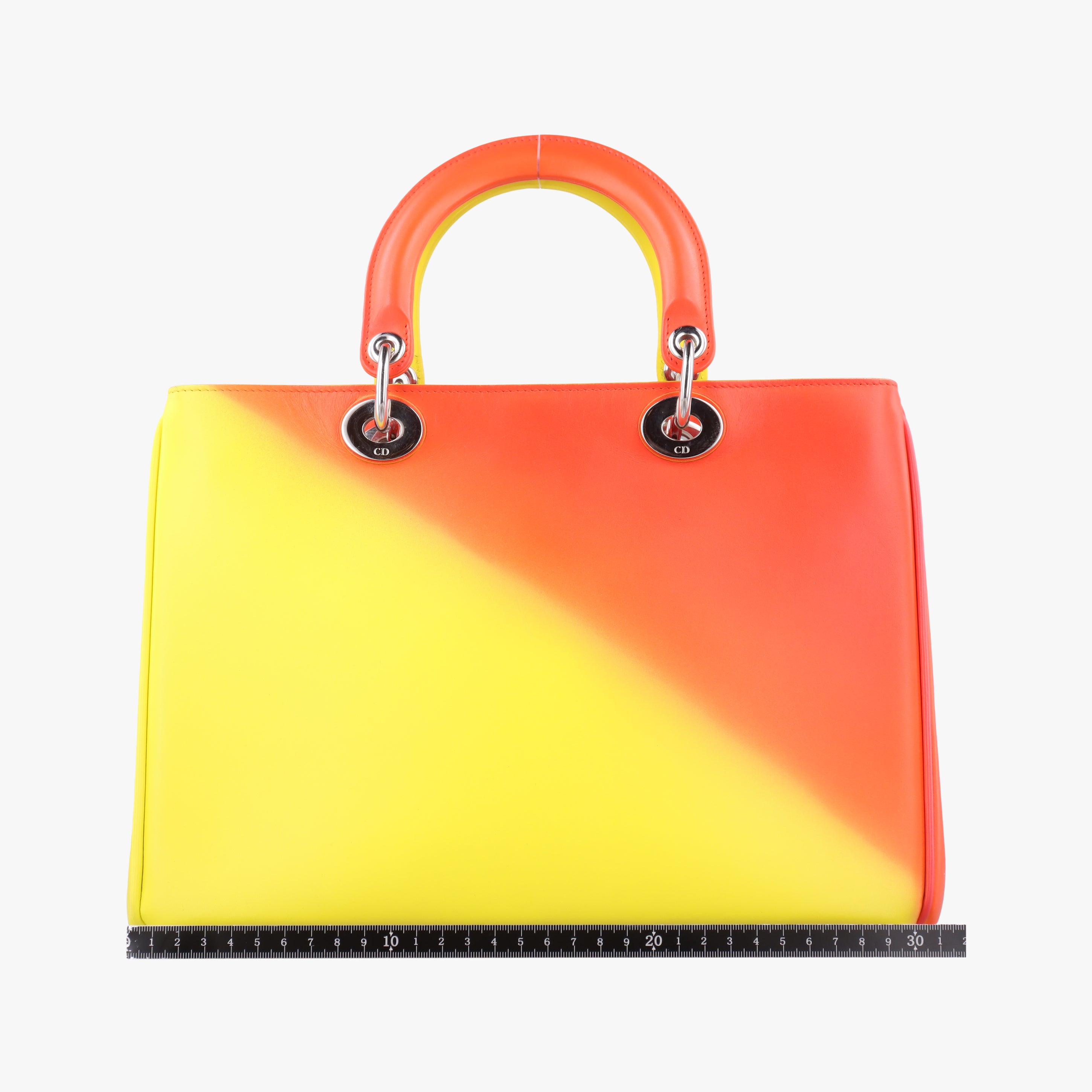 Pre-owned Christian Dior Diorissimo Yellow x Orange leather  shoulderbag | stylenewstar