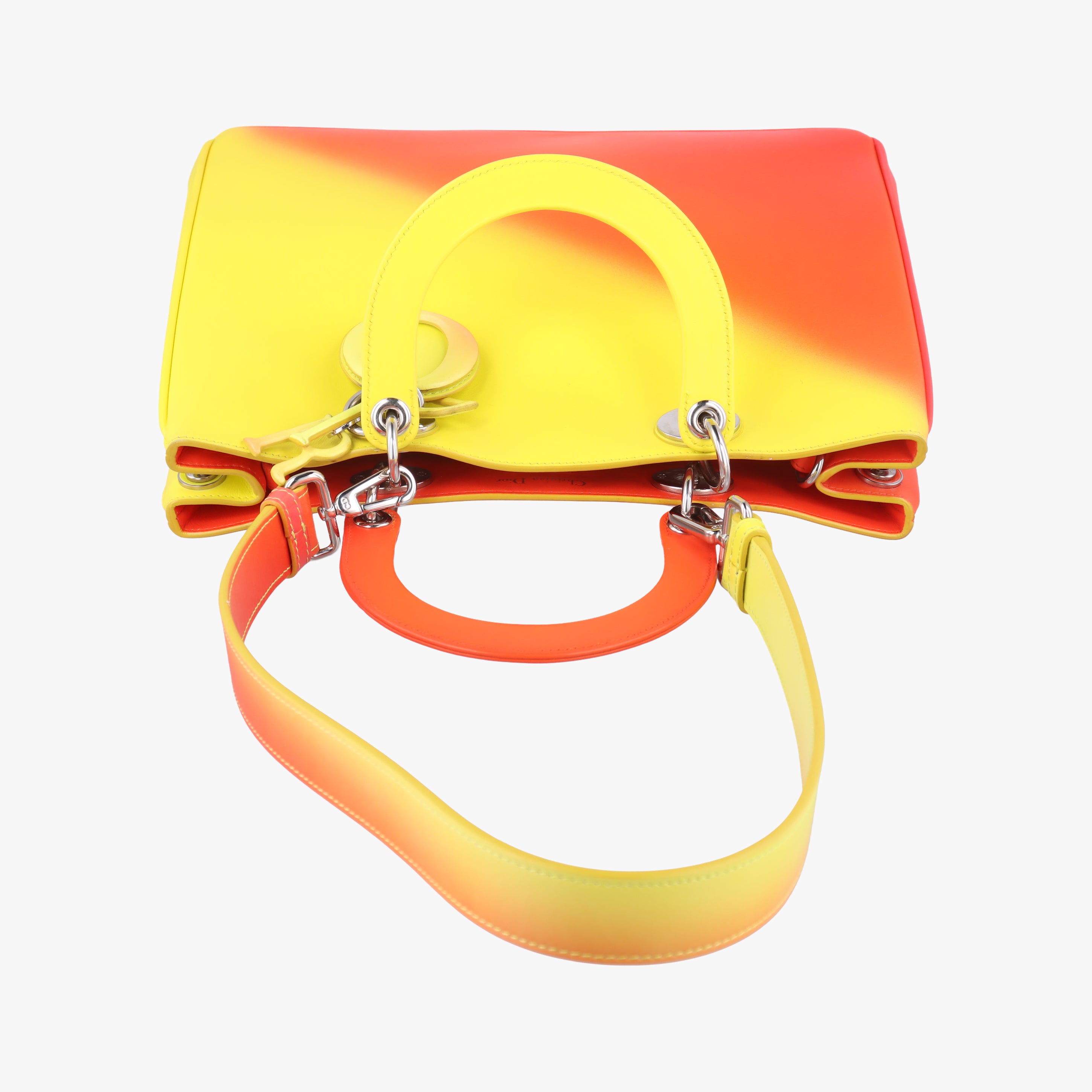 Pre-owned Christian Dior Diorissimo Yellow x Orange leather  shoulderbag | stylenewstar