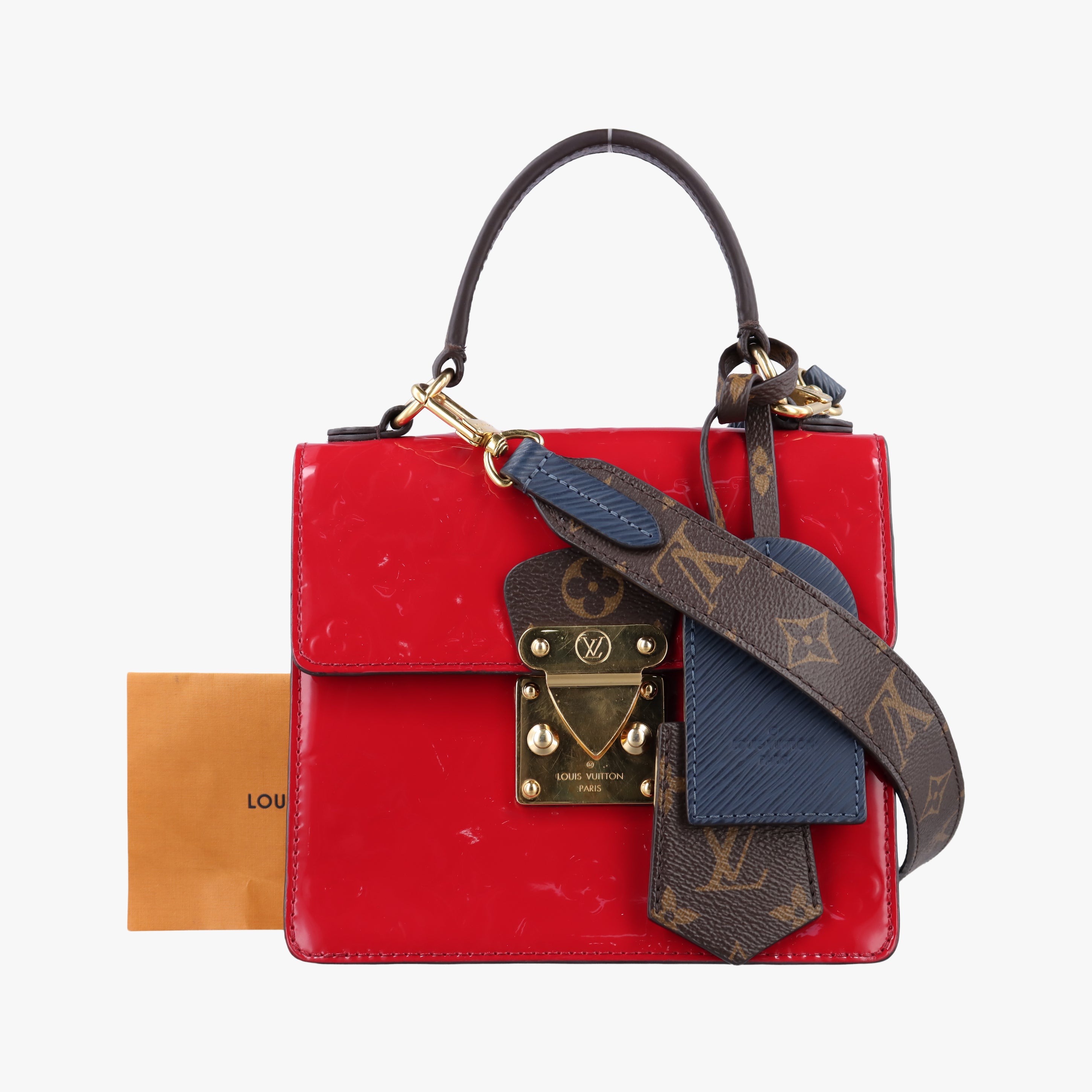 Pre-owned Louis Vuitton Spring street PM Scarlet Red Vernis×Leather×Monogram Canvas M90505 shoulderbag | stylenewstar