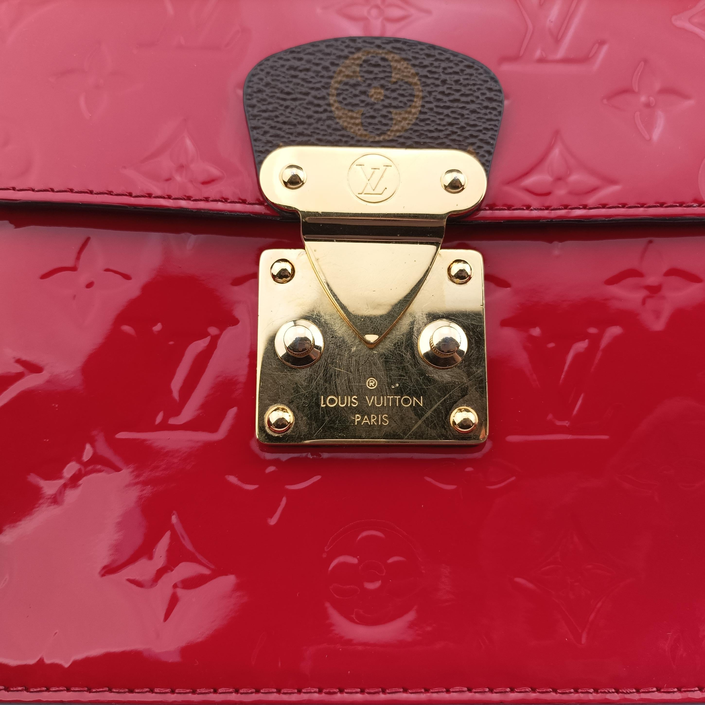 Pre-owned Louis Vuitton Spring street PM Scarlet Red Vernis×Leather×Monogram Canvas M90505 shoulderbag | stylenewstar
