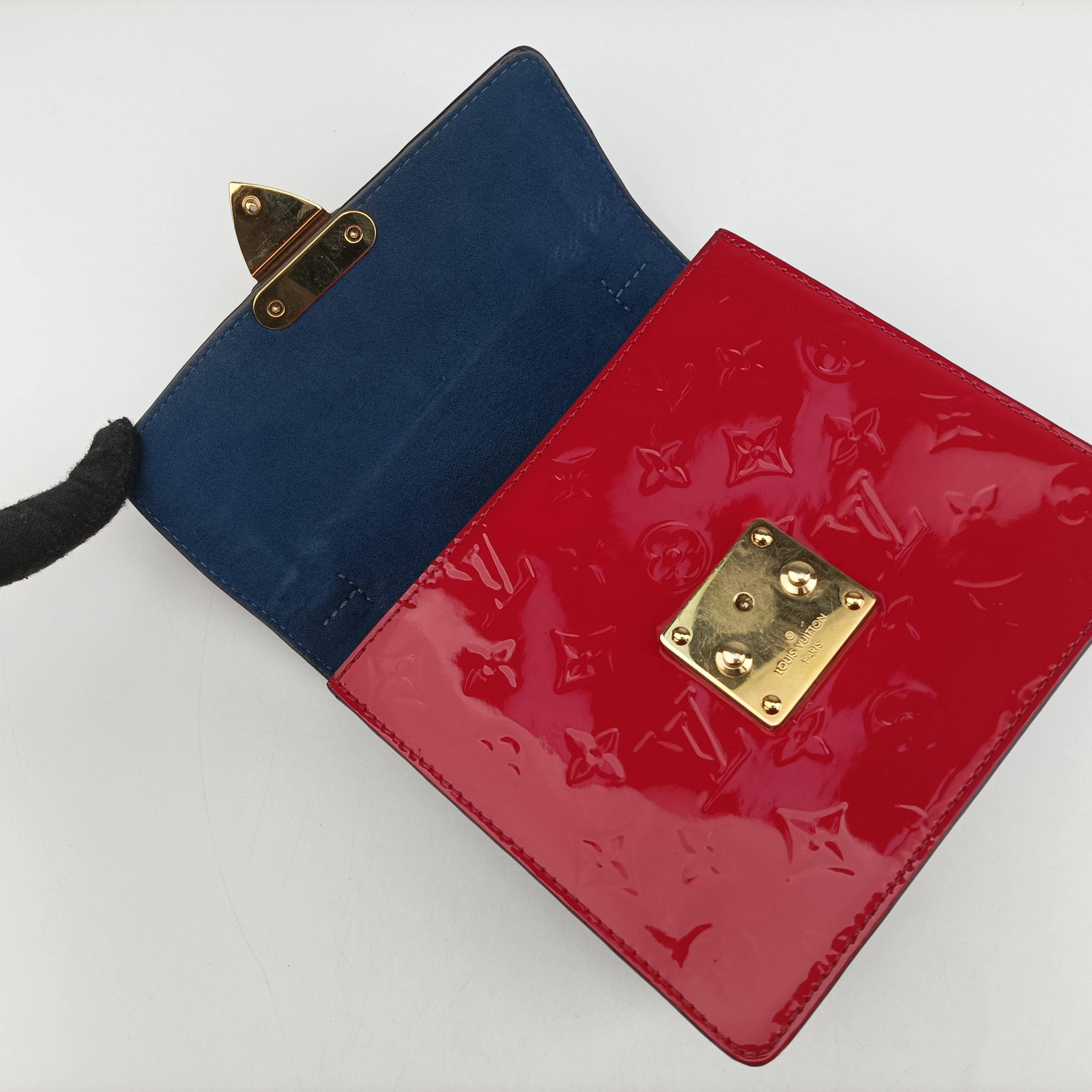 Pre-owned Louis Vuitton Spring street PM Scarlet Red Vernis×Leather×Monogram Canvas M90505 shoulderbag | stylenewstar
