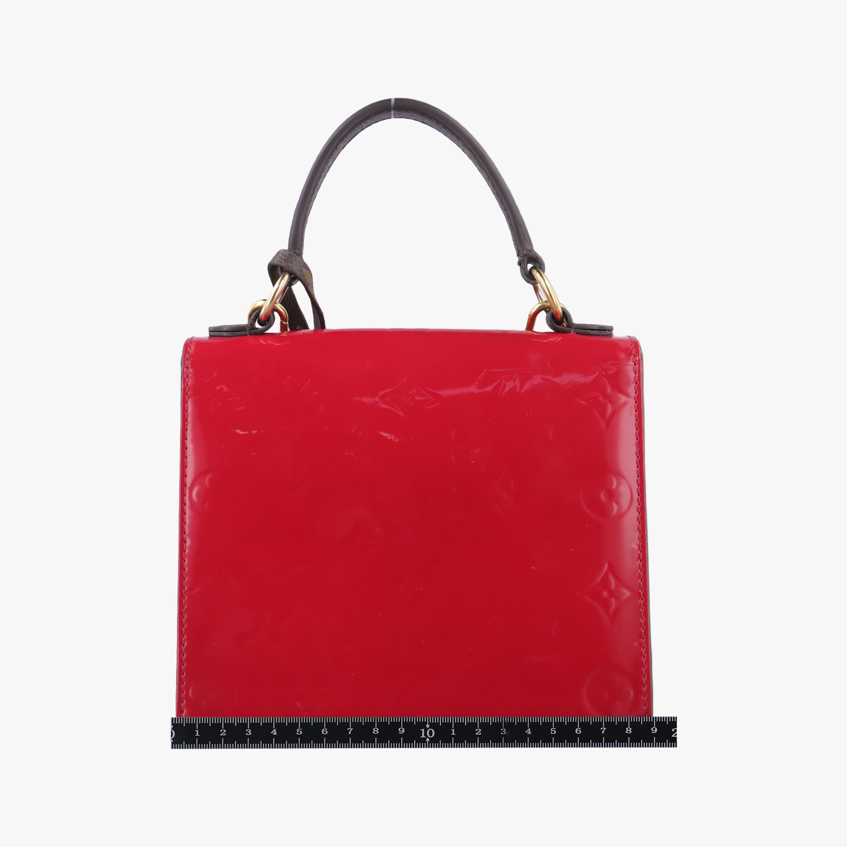 Pre-owned Louis Vuitton Spring street PM Scarlet Red Vernis×Leather×Monogram Canvas M90505 shoulderbag | stylenewstar