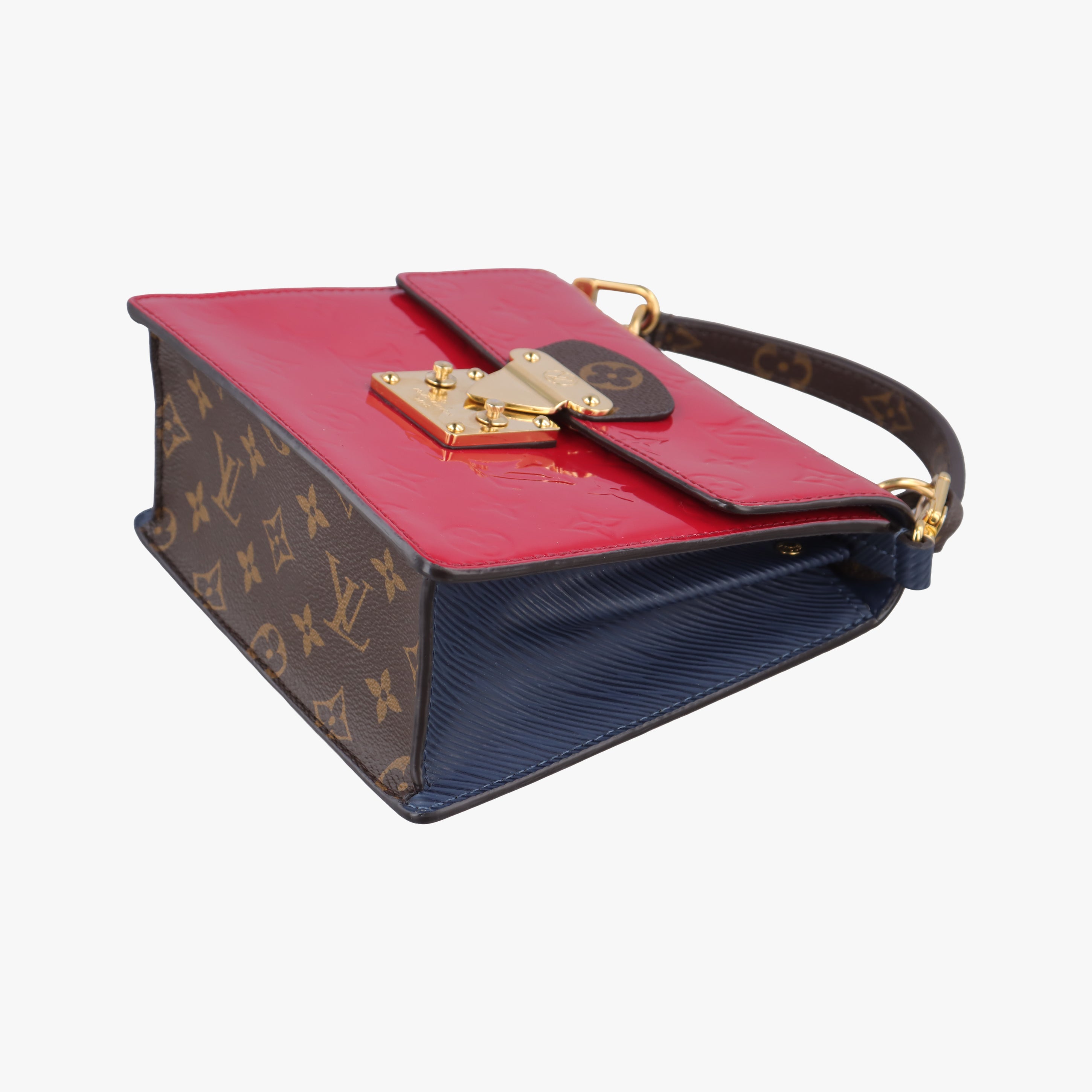 Pre-owned Louis Vuitton Spring street PM Scarlet Red Vernis×Leather×Monogram Canvas M90505 shoulderbag | stylenewstar