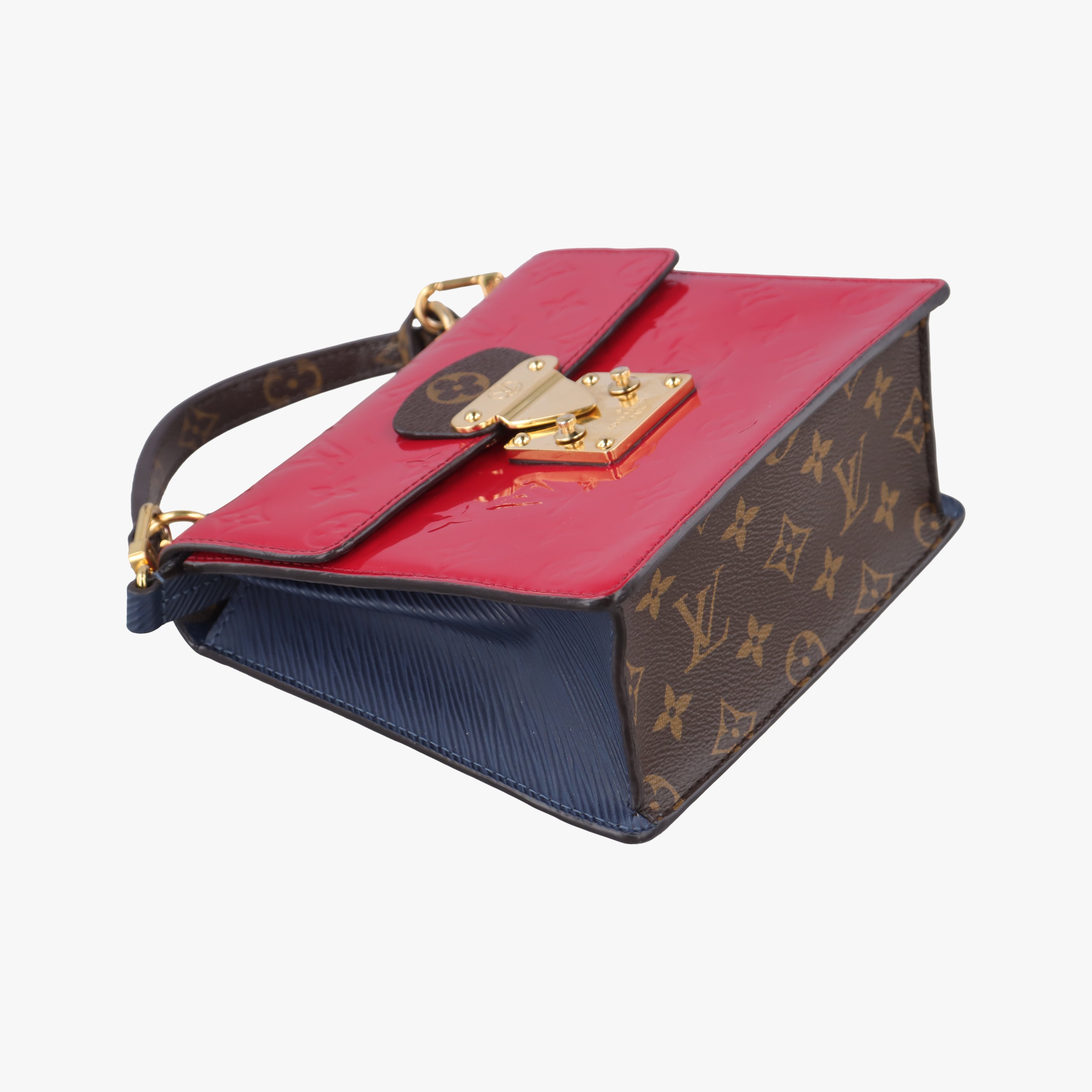 Pre-owned Louis Vuitton Spring street PM Scarlet Red Vernis×Leather×Monogram Canvas M90505 shoulderbag | stylenewstar