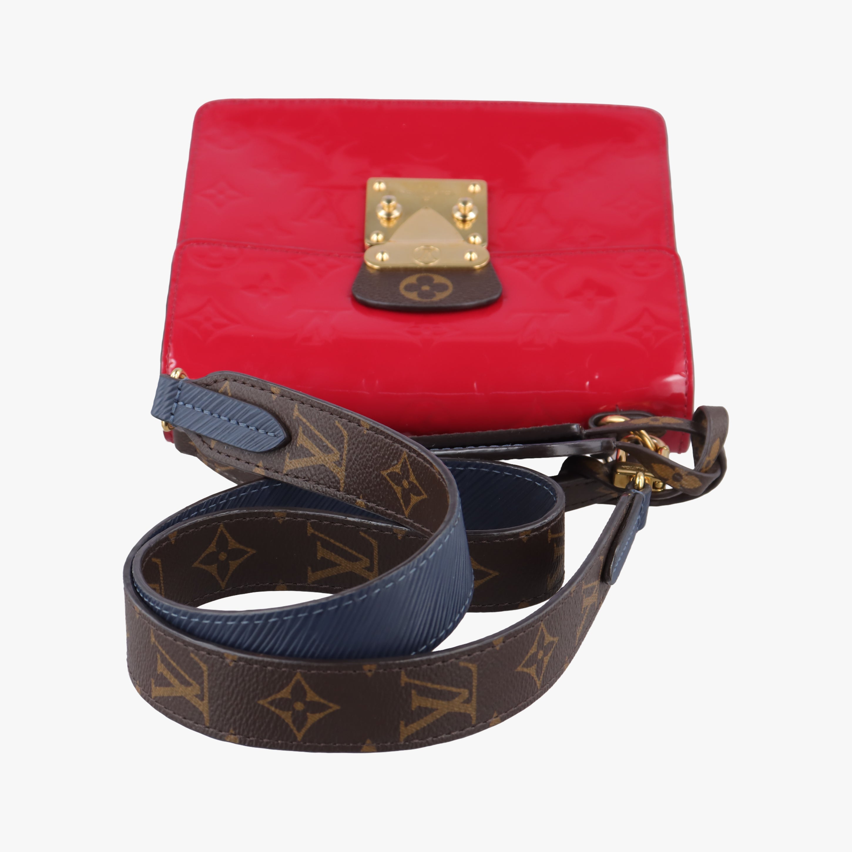 Pre-owned Louis Vuitton Spring street PM Scarlet Red Vernis×Leather×Monogram Canvas M90505 shoulderbag | stylenewstar
