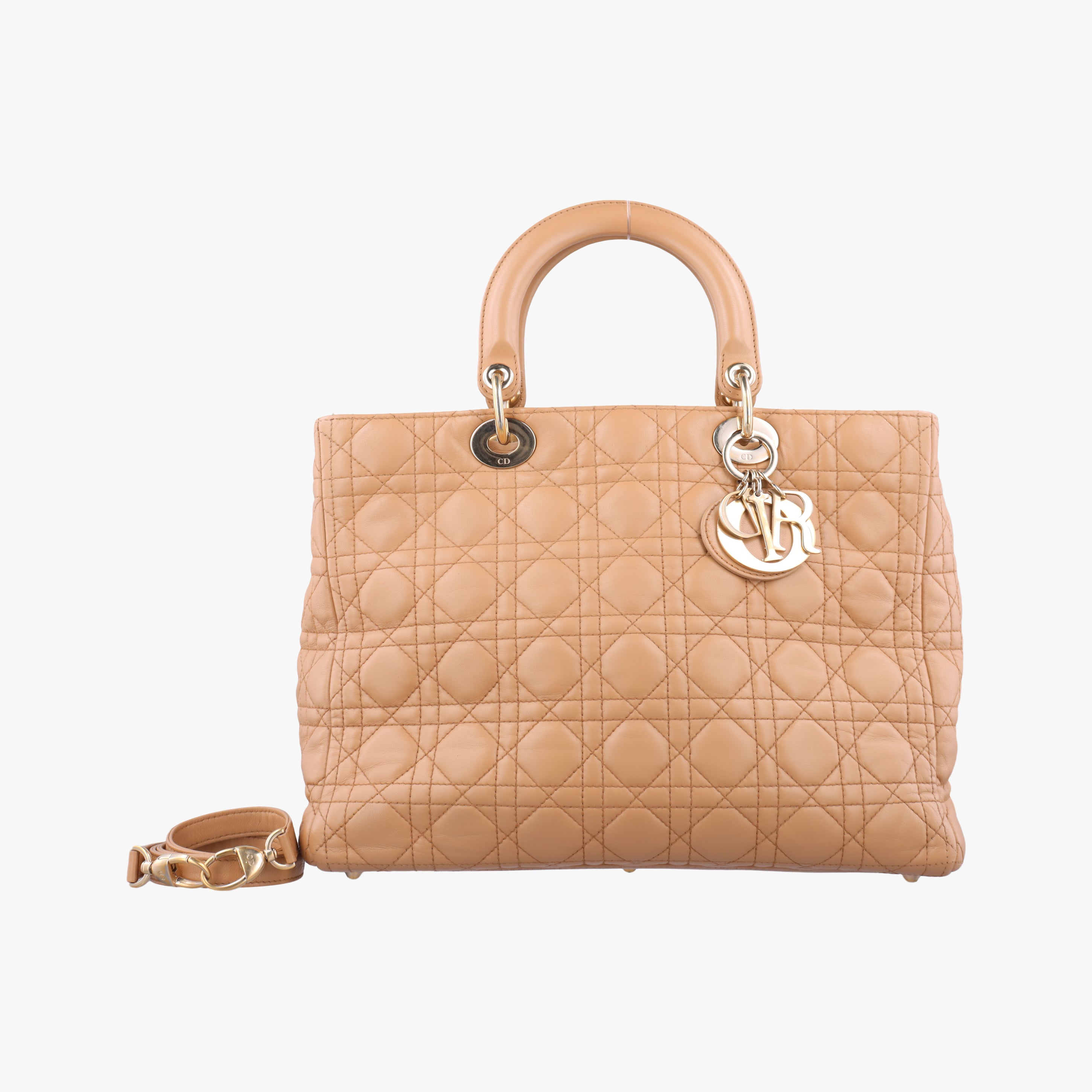 Pre-owned Christian Dior Lady Dior Brown lambskin  shoulderbag | stylenewstar
