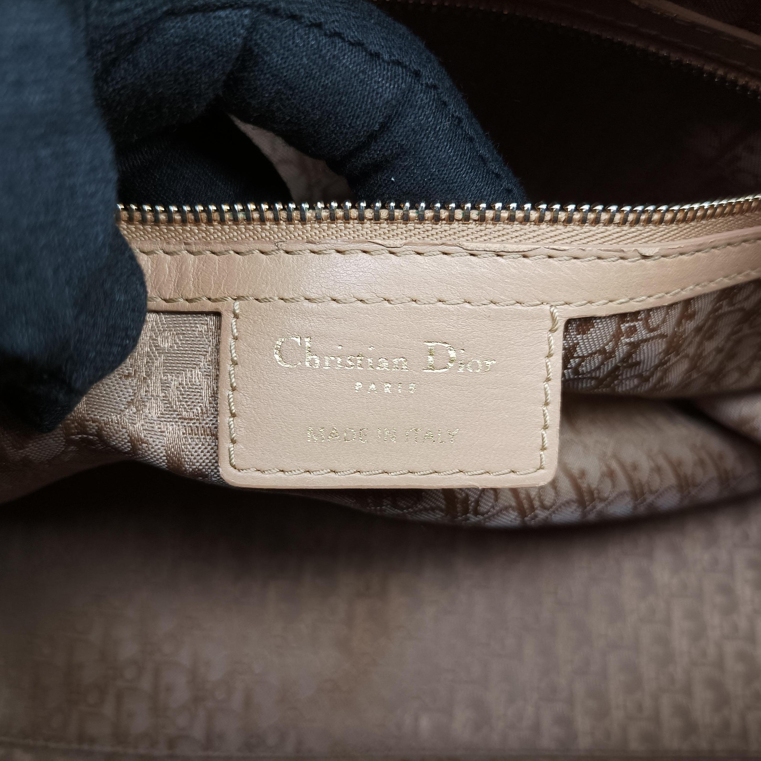 Pre-owned Christian Dior Lady Dior Brown lambskin  shoulderbag | stylenewstar