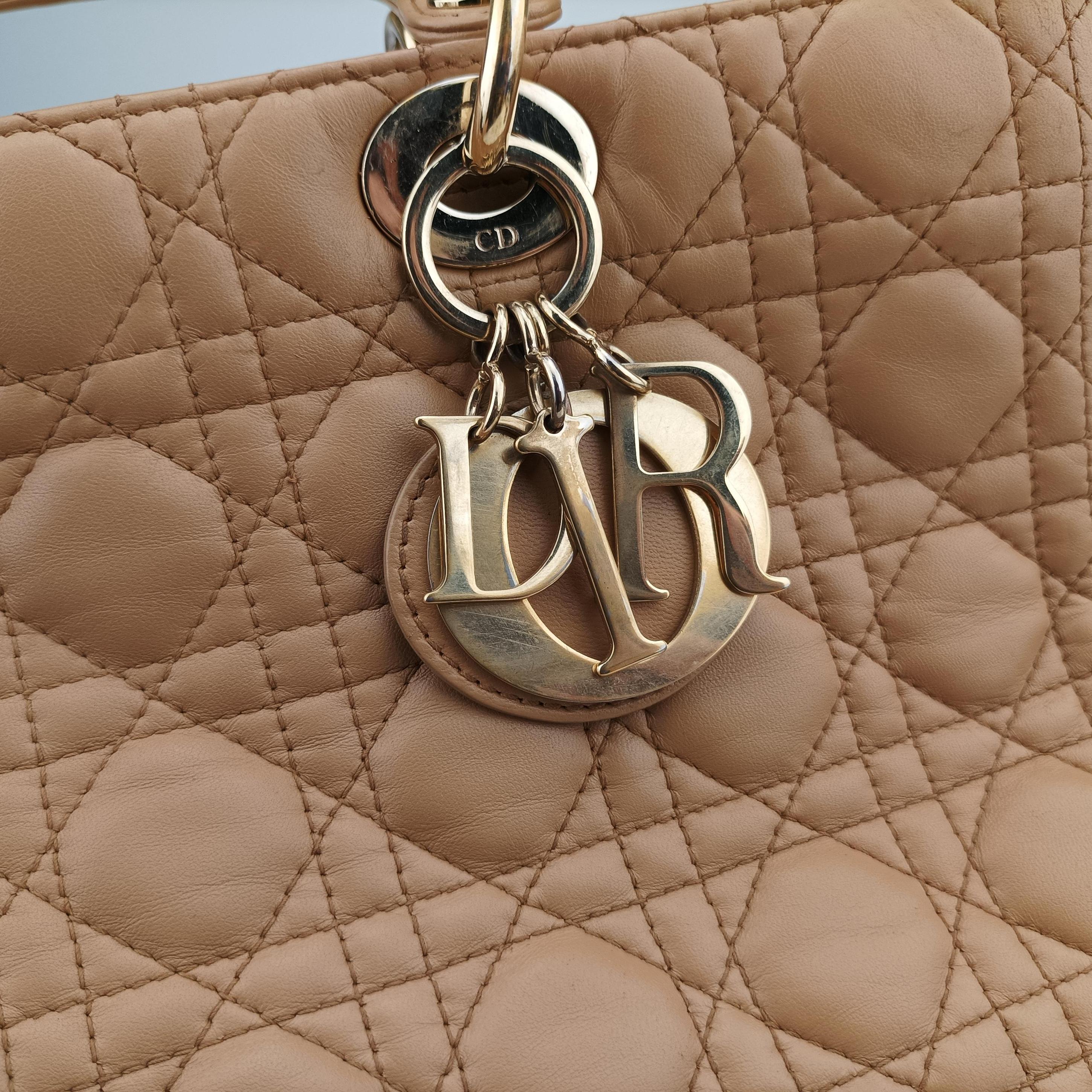 Pre-owned Christian Dior Lady Dior Brown lambskin  shoulderbag | stylenewstar