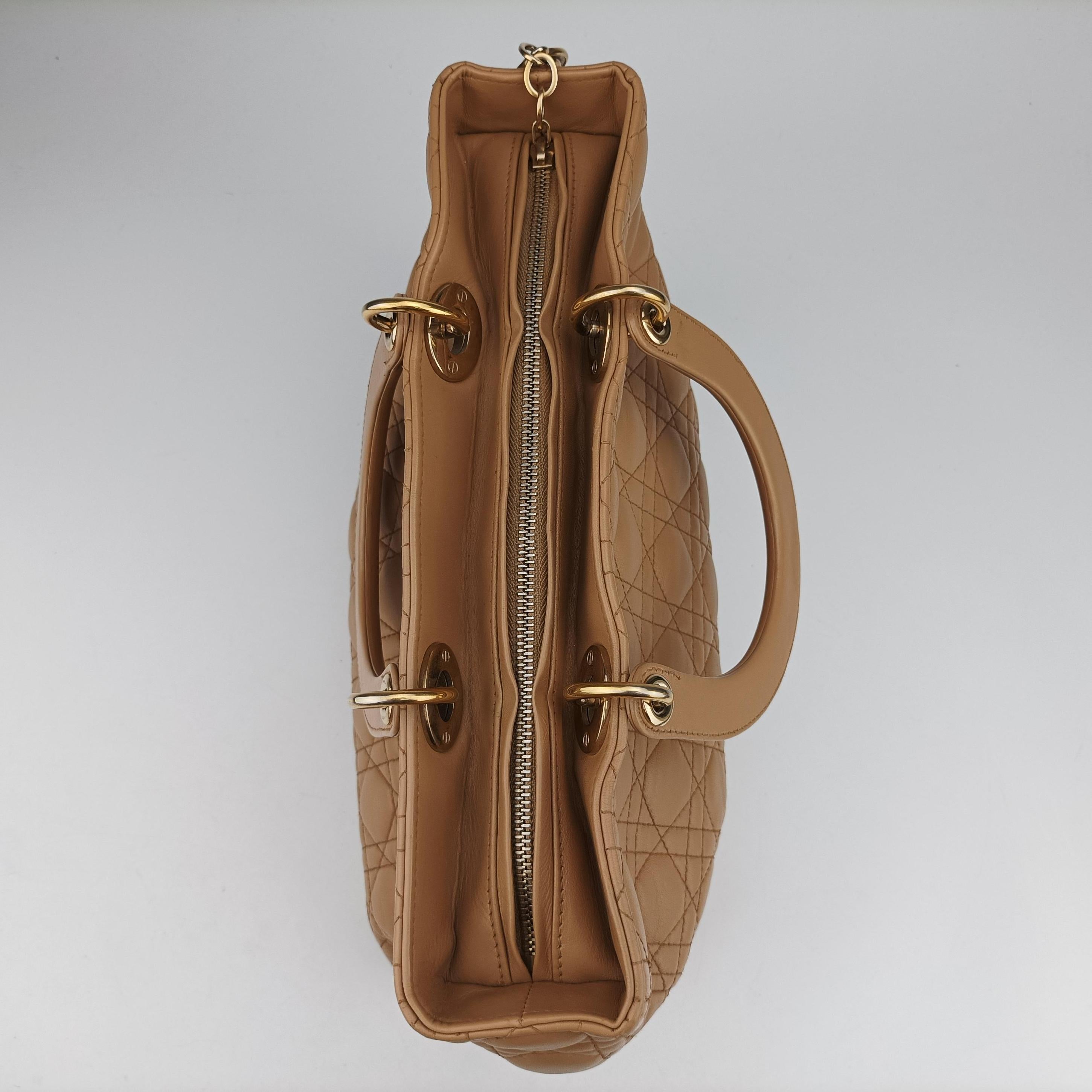 Pre-owned Christian Dior Lady Dior Brown lambskin  shoulderbag | stylenewstar