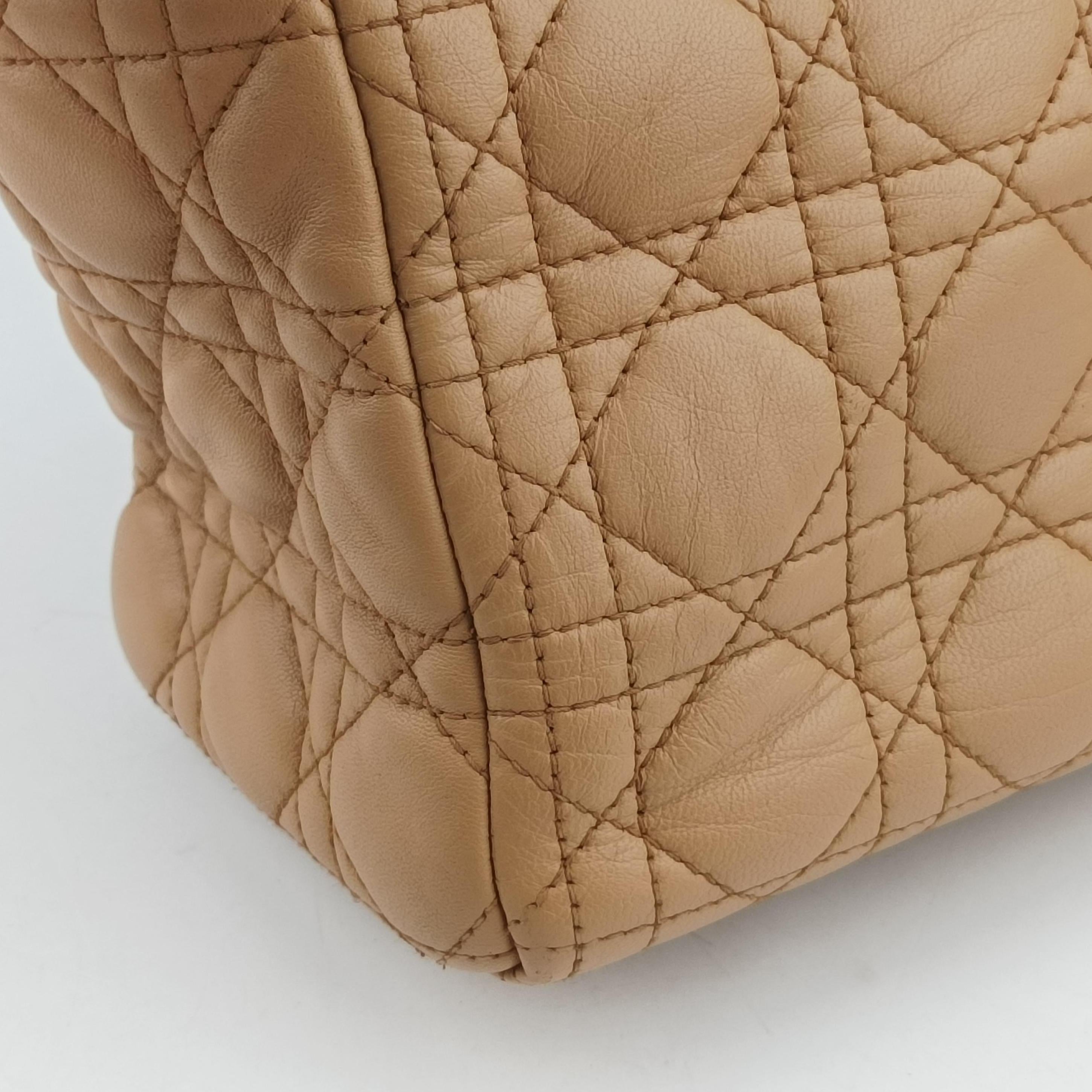 Pre-owned Christian Dior Lady Dior Brown lambskin  shoulderbag | stylenewstar