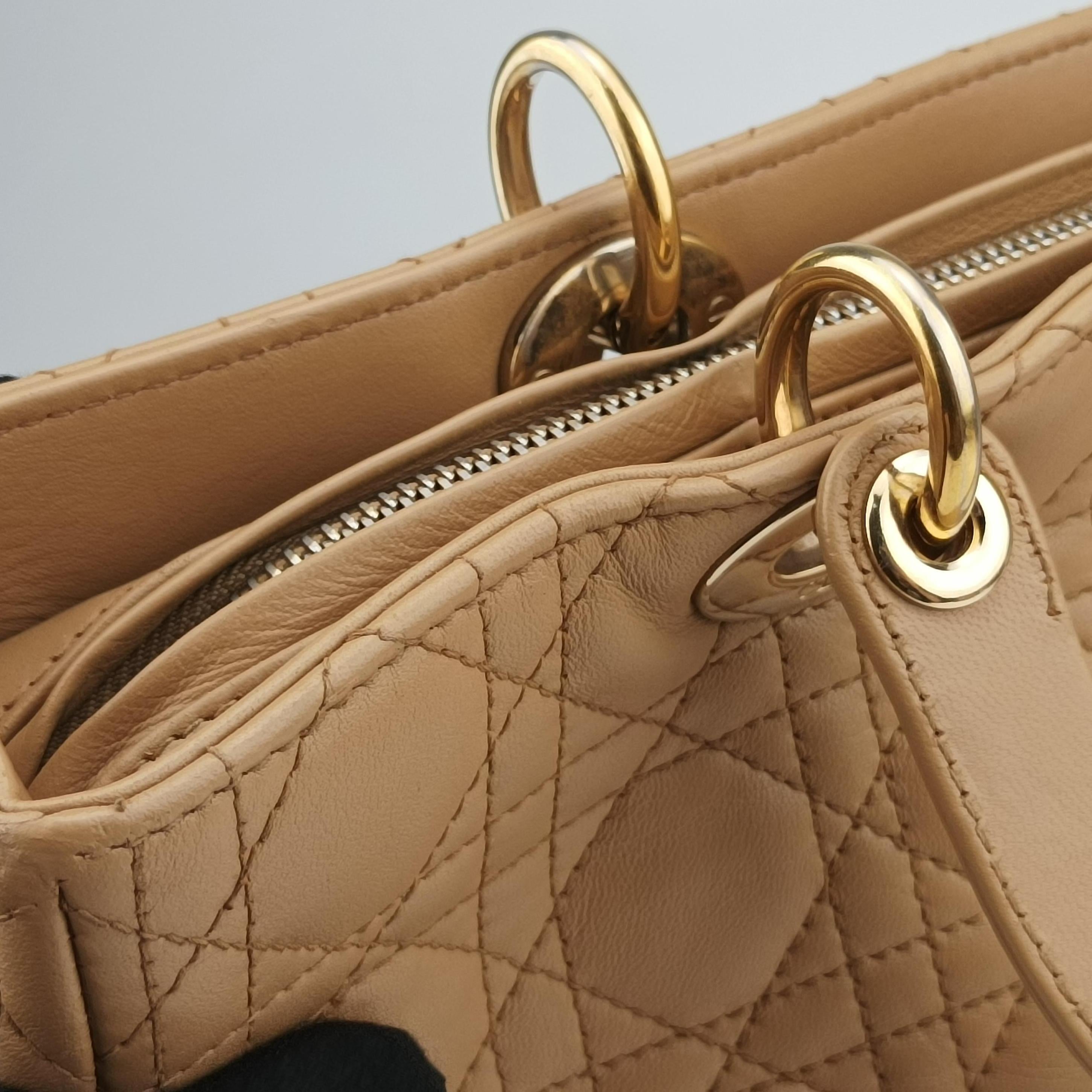 Pre-owned Christian Dior Lady Dior Brown lambskin  shoulderbag | stylenewstar