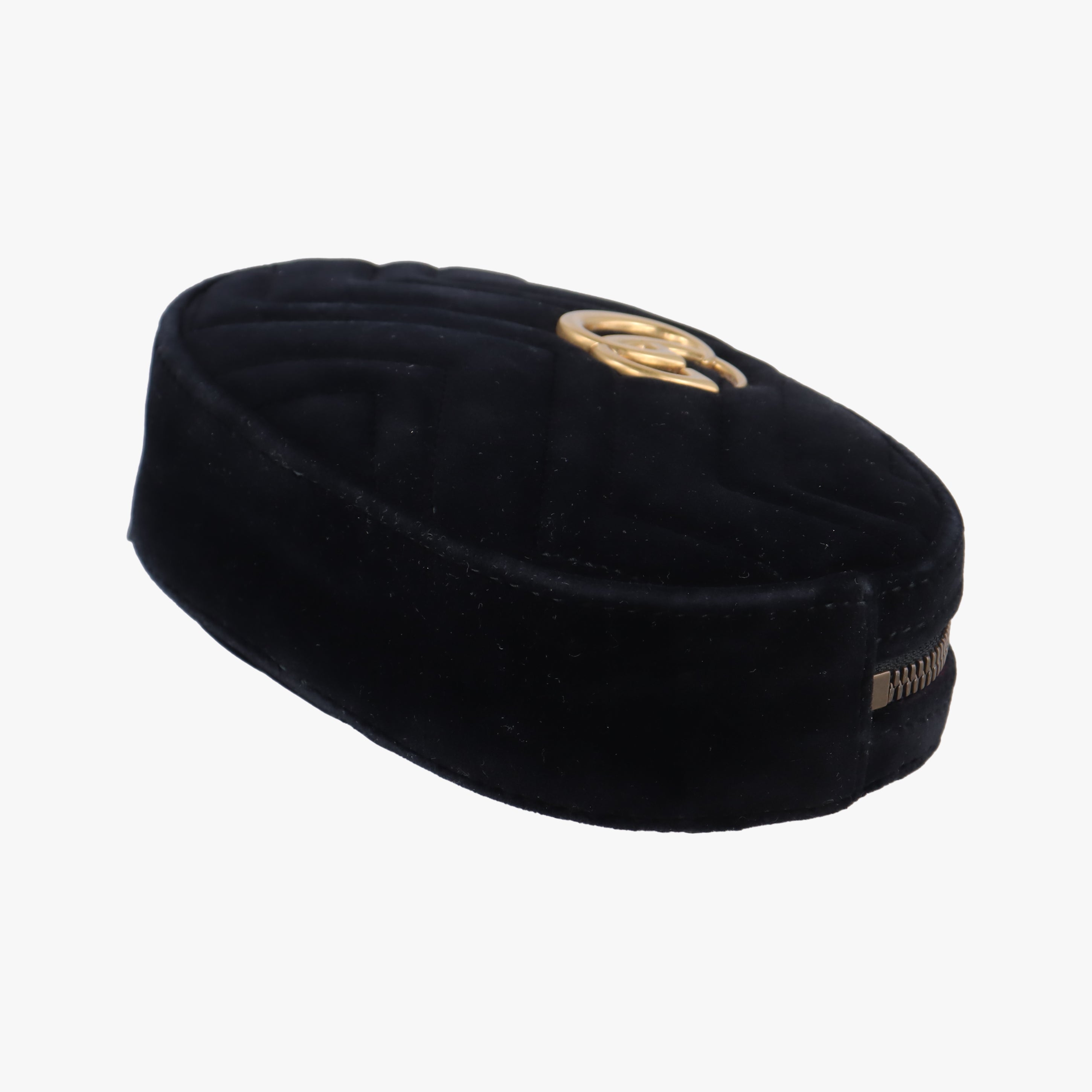 Pre-owned Gucci GG Marmont Black velour 476434 bum bag/waist bag | stylenewstar