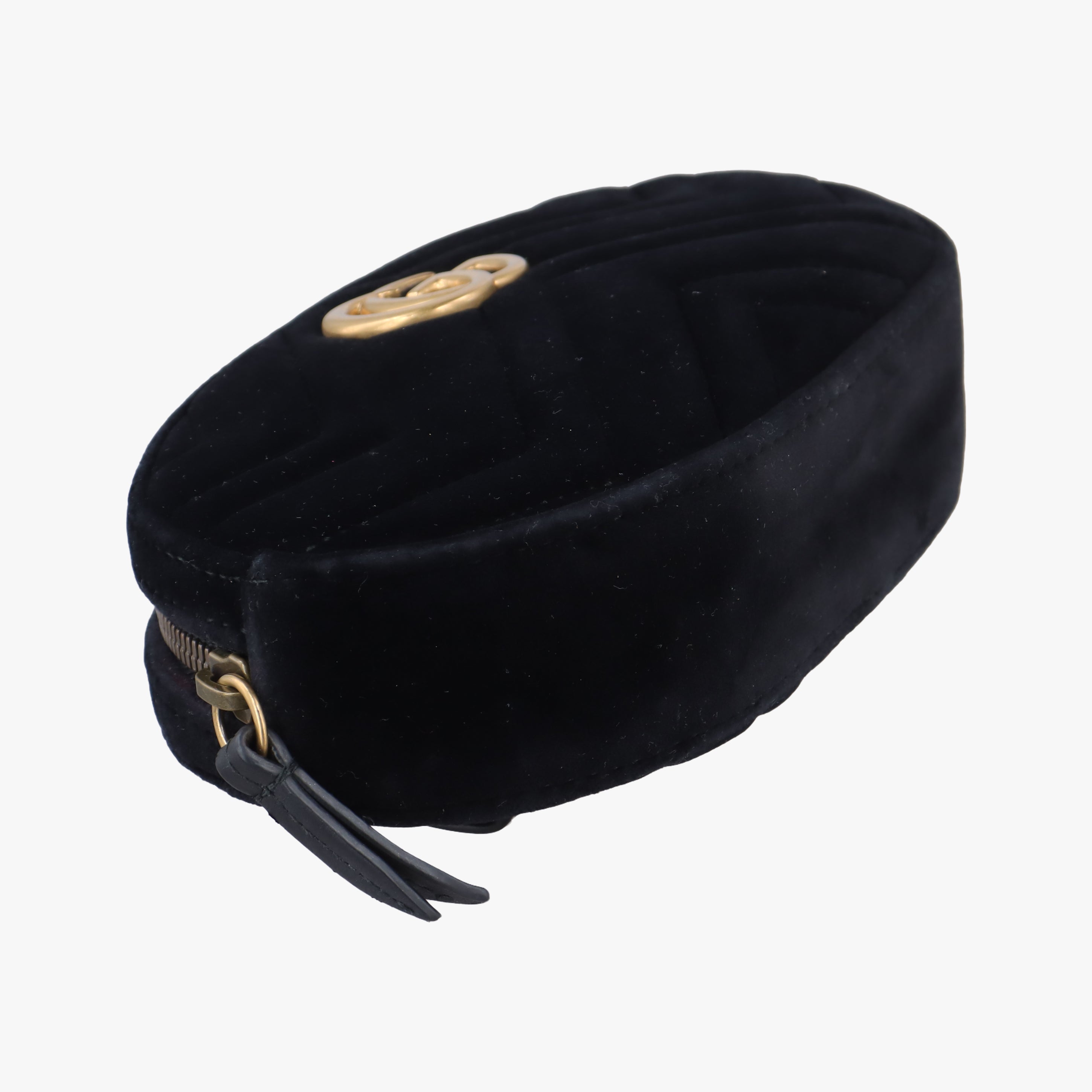 Pre-owned Gucci GG Marmont Black velour 476434 bum bag/waist bag | stylenewstar