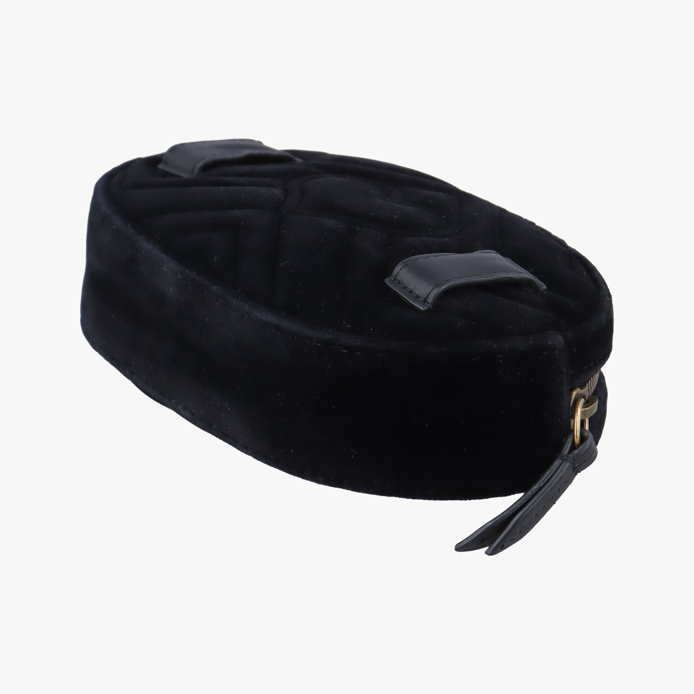 Pre-owned Gucci GG Marmont Black velour 476434 bum bag/waist bag | stylenewstar