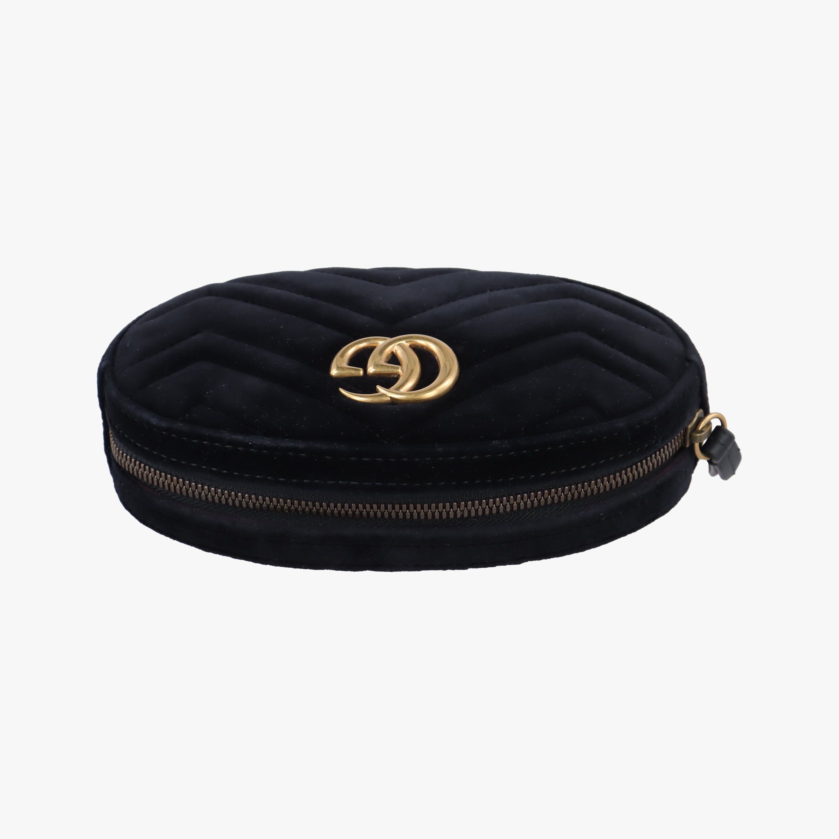 Pre-owned Gucci GG Marmont Black velour 476434 bum bag/waist bag | stylenewstar