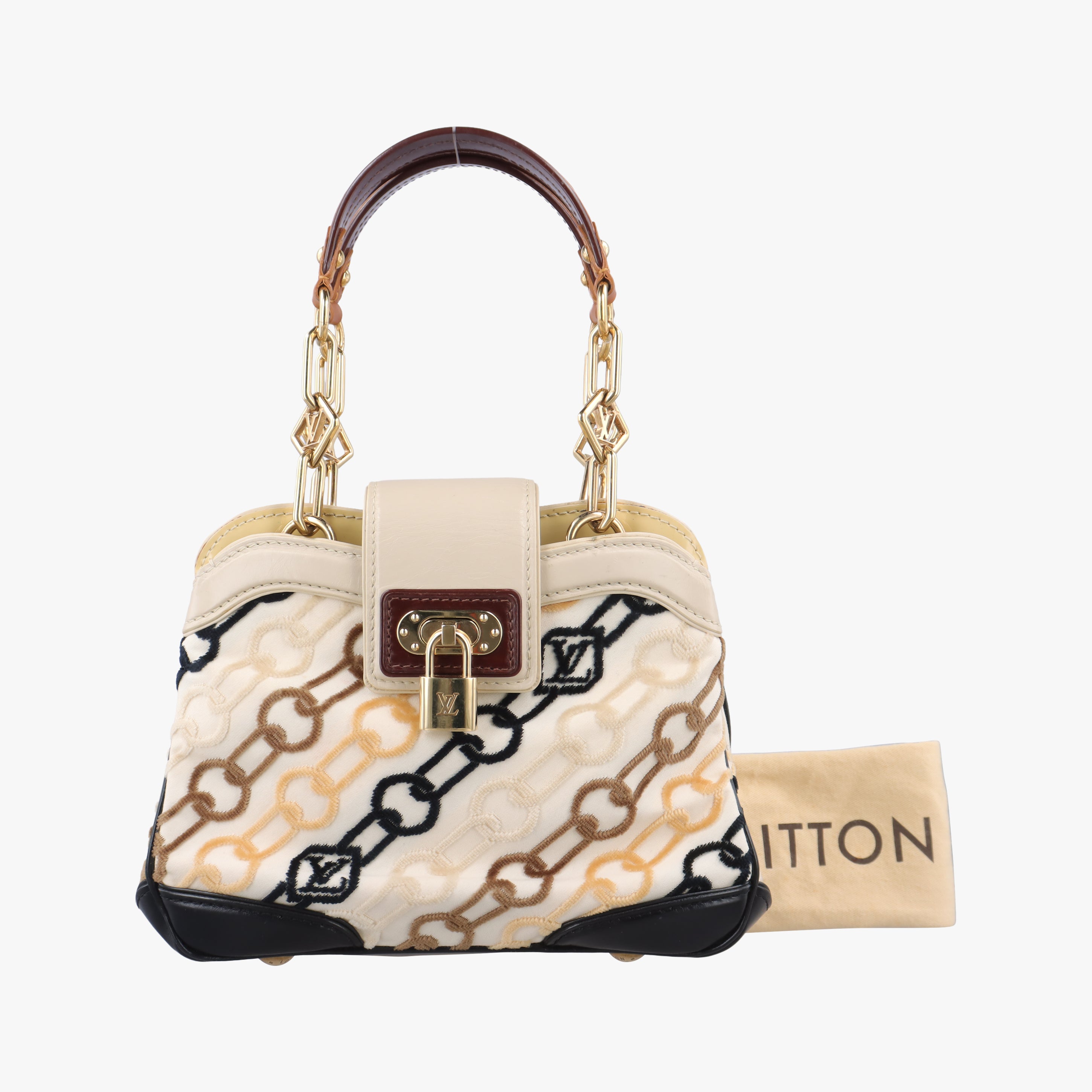 Pre-owned Louis Vuitton Mini Linda Ivory x Multicolor Cotton x Velvet x Leather M95207 handbag | stylenewstar