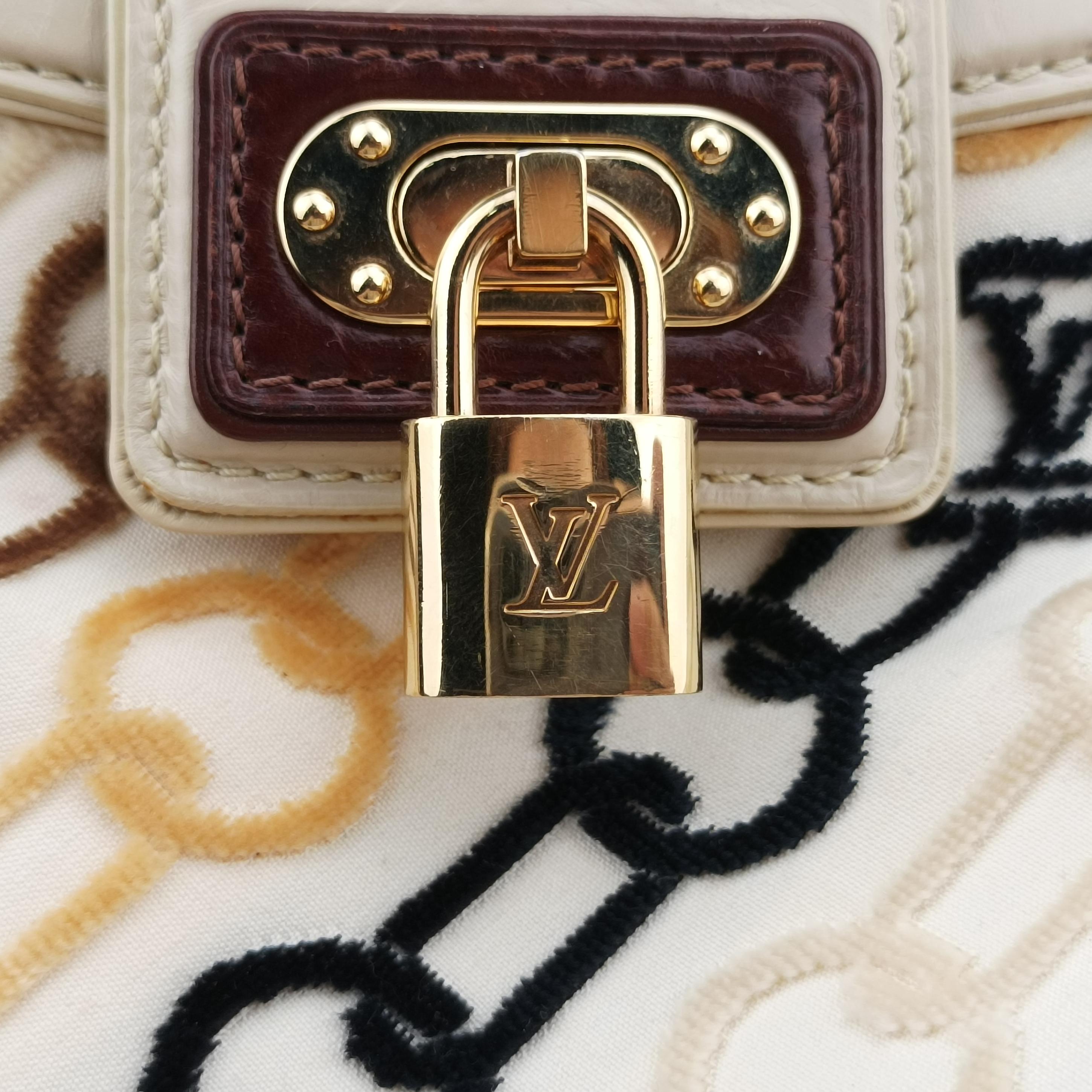 Pre-owned Louis Vuitton Mini Linda Ivory x Multicolor Cotton x Velvet x Leather M95207 handbag | stylenewstar