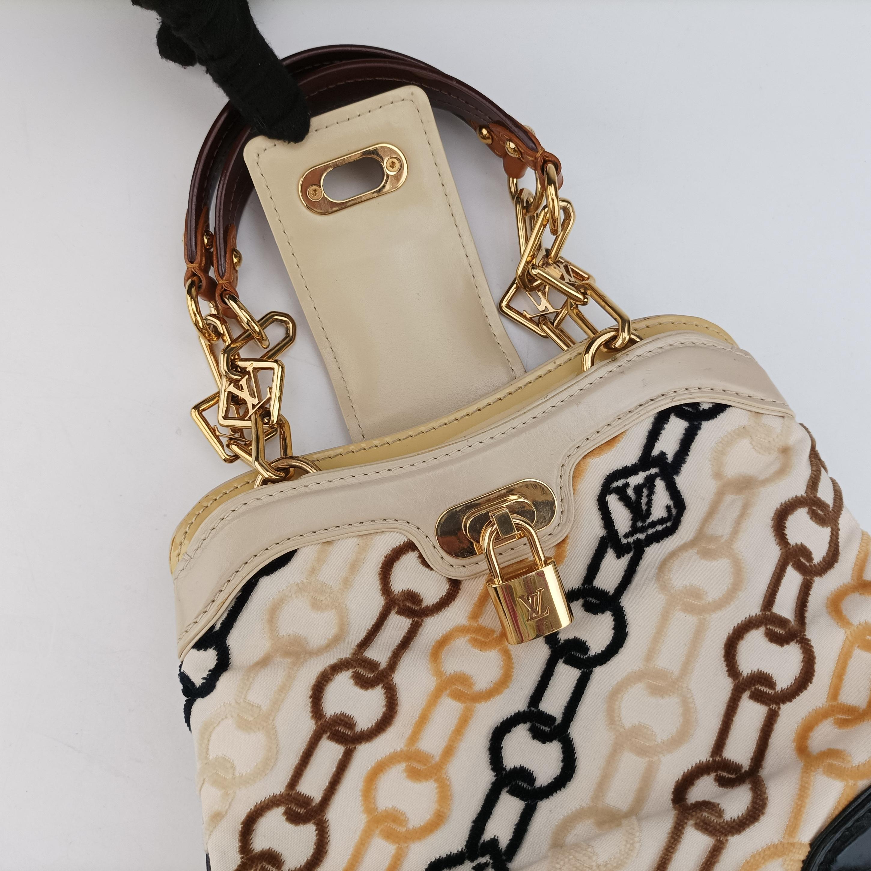 Pre-owned Louis Vuitton Mini Linda Ivory x Multicolor Cotton x Velvet x Leather M95207 handbag | stylenewstar