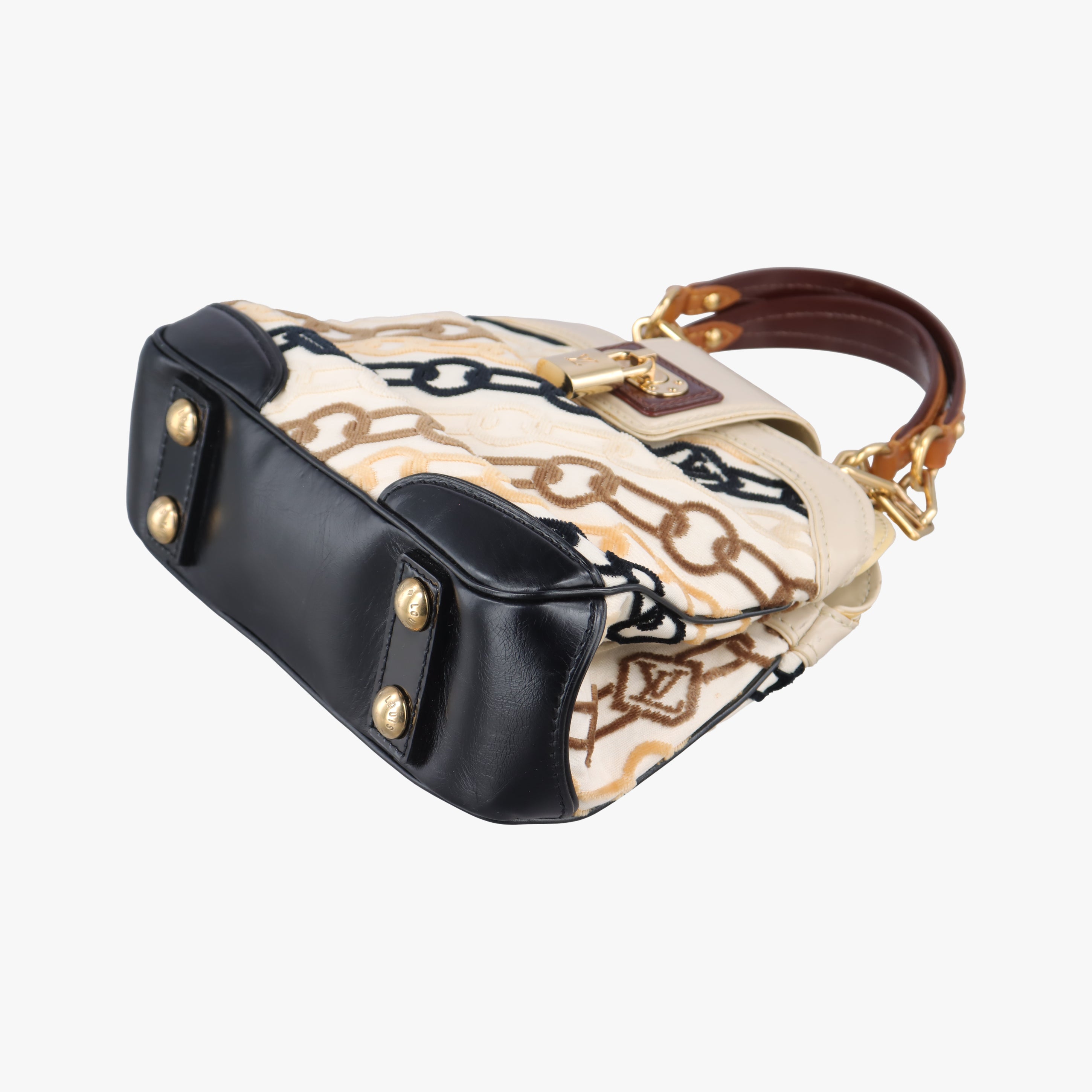 Pre-owned Louis Vuitton Mini Linda Ivory x Multicolor Cotton x Velvet x Leather M95207 handbag | stylenewstar