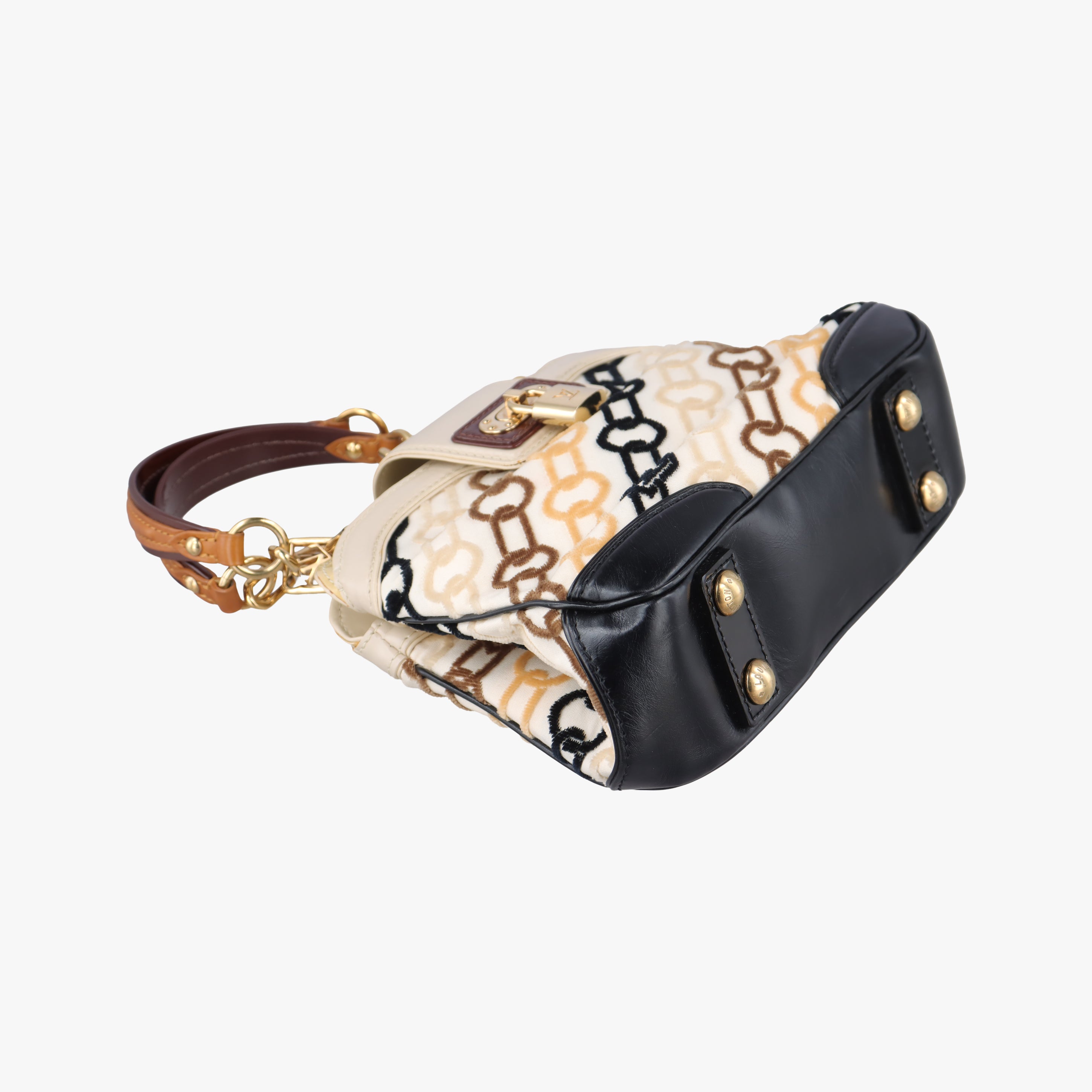 Pre-owned Louis Vuitton Mini Linda Ivory x Multicolor Cotton x Velvet x Leather M95207 handbag | stylenewstar