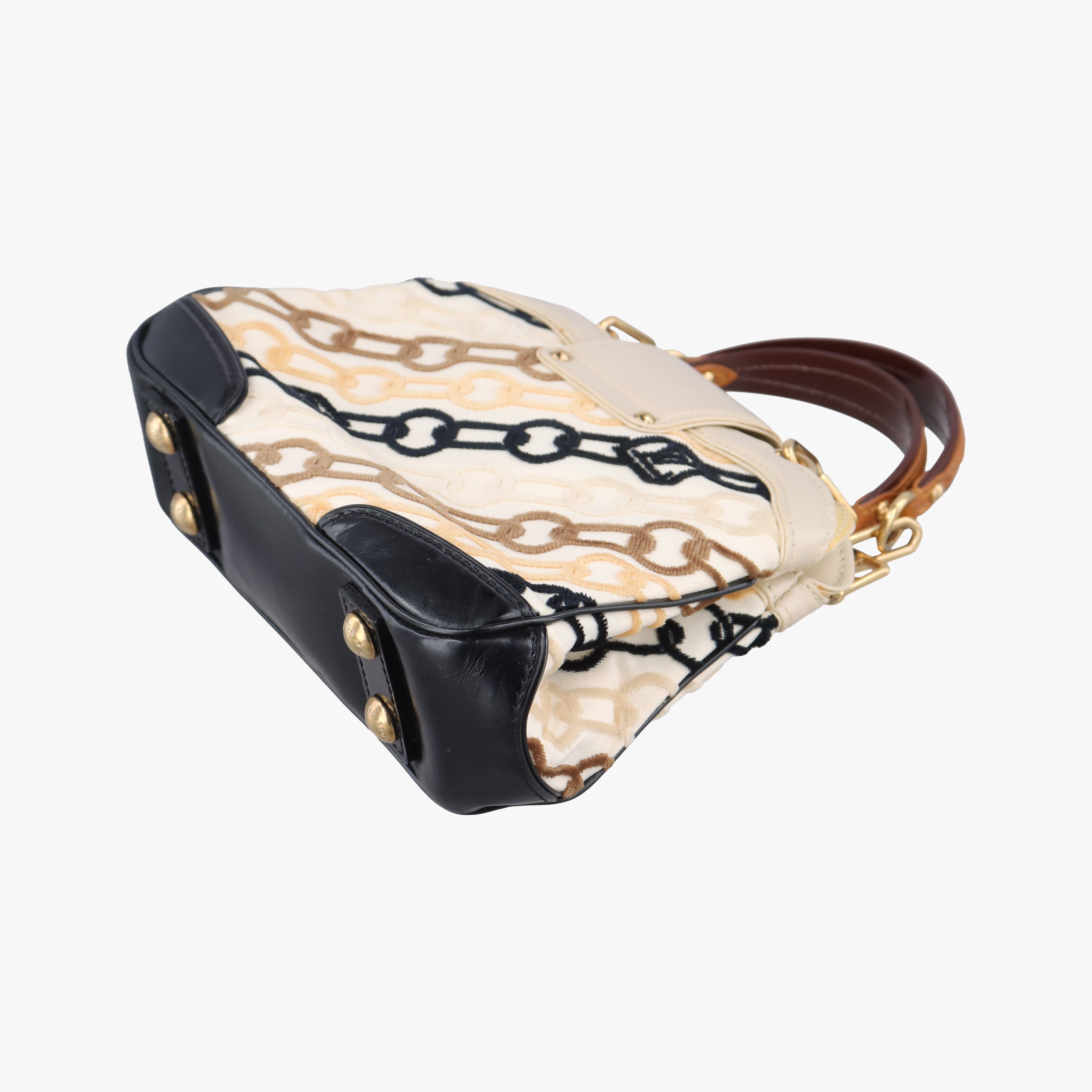 Pre-owned Louis Vuitton Mini Linda Ivory x Multicolor Cotton x Velvet x Leather M95207 handbag | stylenewstar