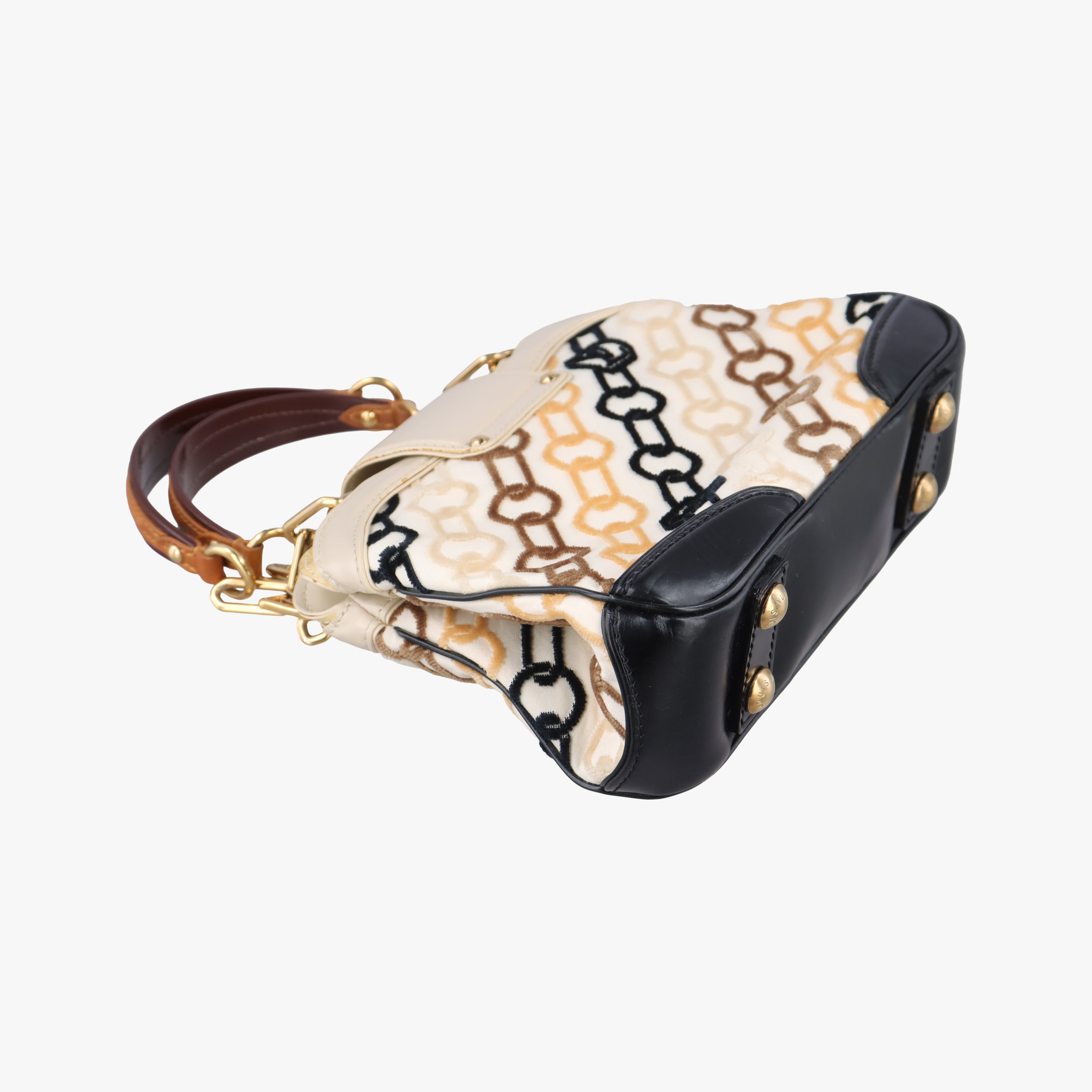 Pre-owned Louis Vuitton Mini Linda Ivory x Multicolor Cotton x Velvet x Leather M95207 handbag | stylenewstar