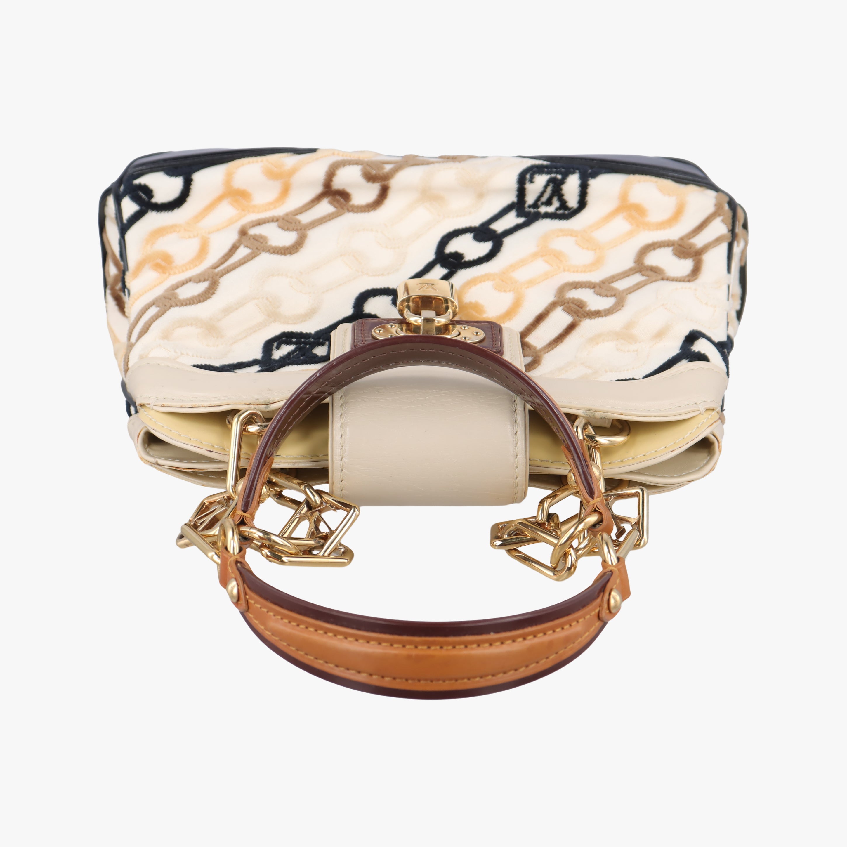Pre-owned Louis Vuitton Mini Linda Ivory x Multicolor Cotton x Velvet x Leather M95207 handbag | stylenewstar