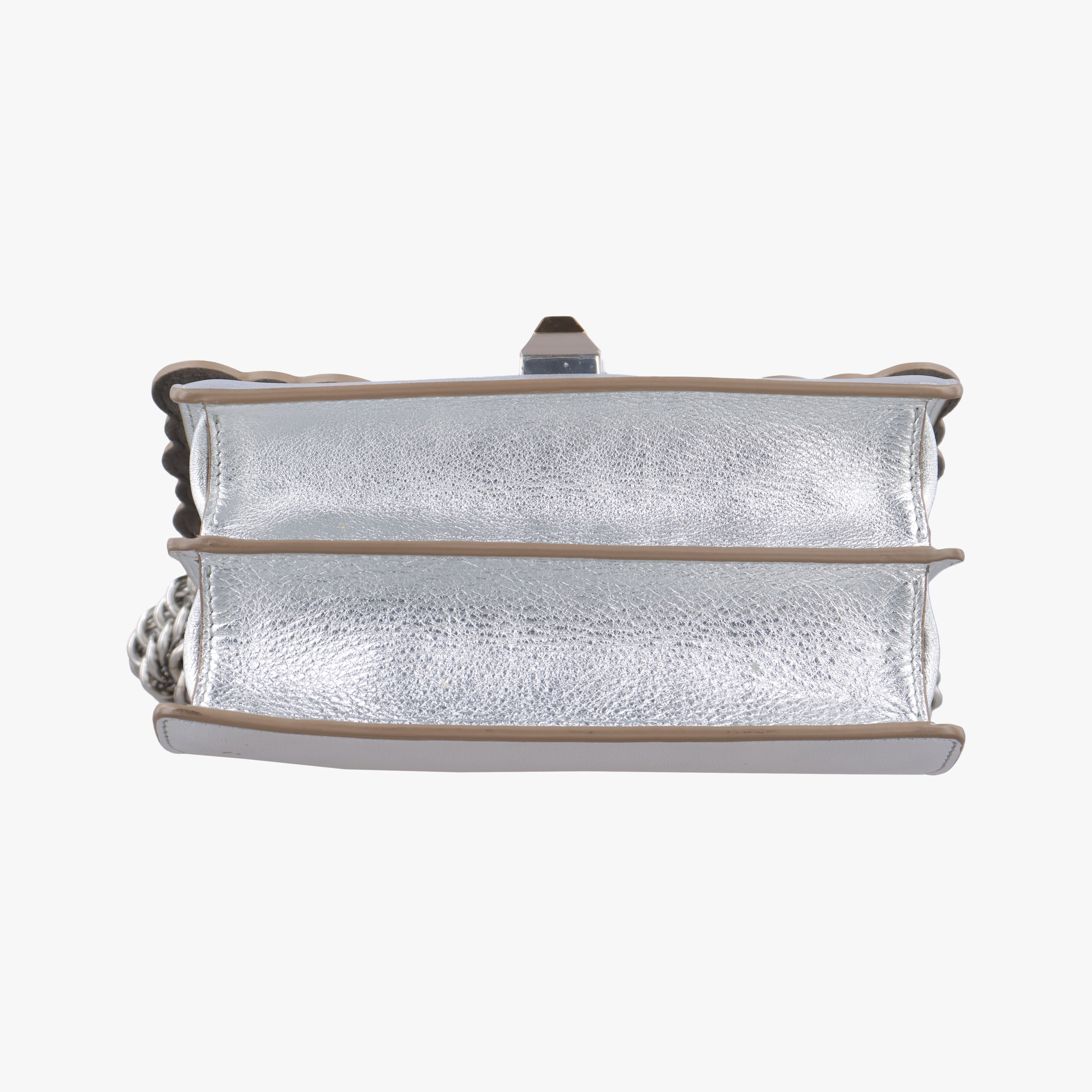 Pre-owned Fendi studded Kan I Silver Leather 8M0381 shoulderbag | stylenewstar
