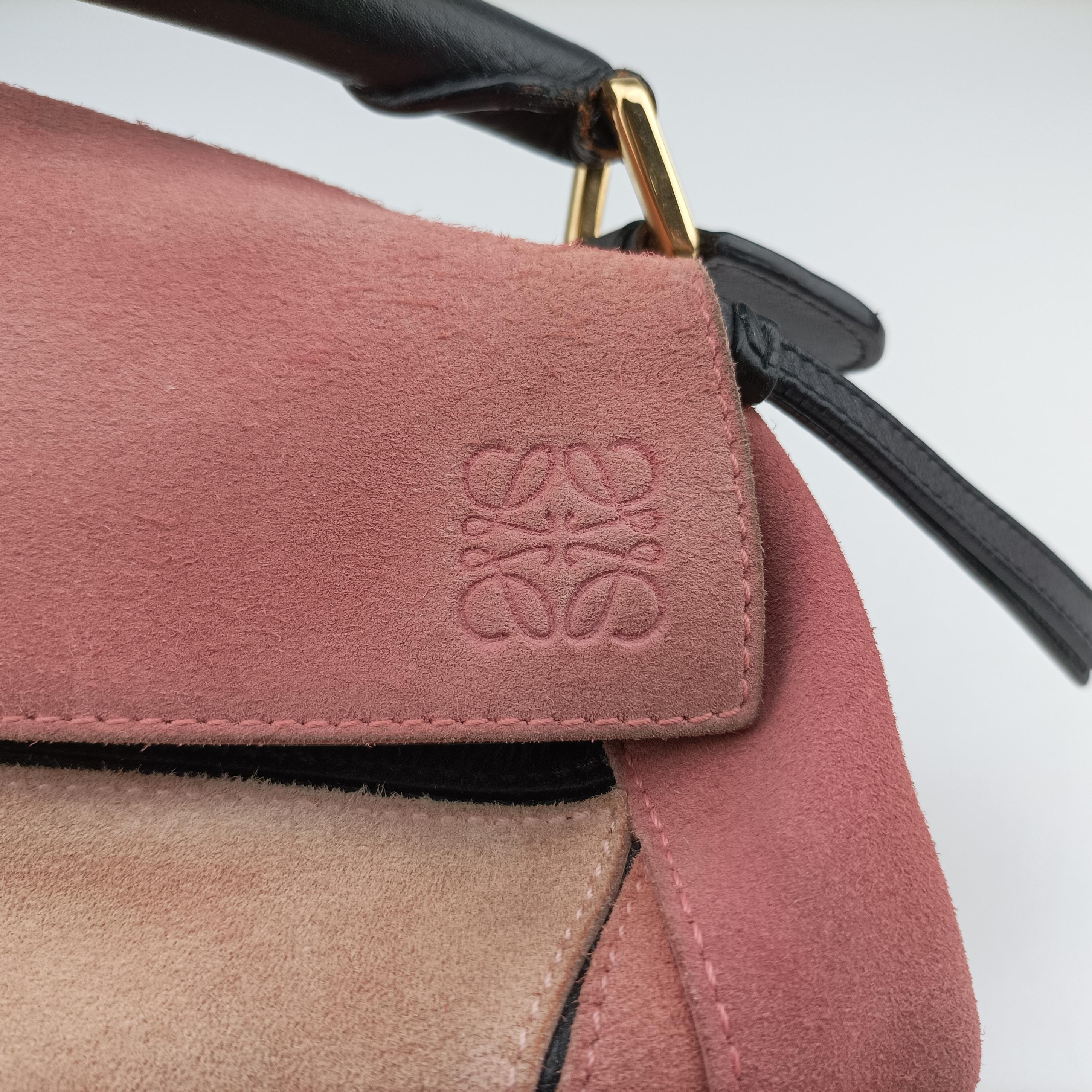 Pre-owned Loewe Puzzle　medium Pink Leather×Suede  shoulderbag | stylenewstar
