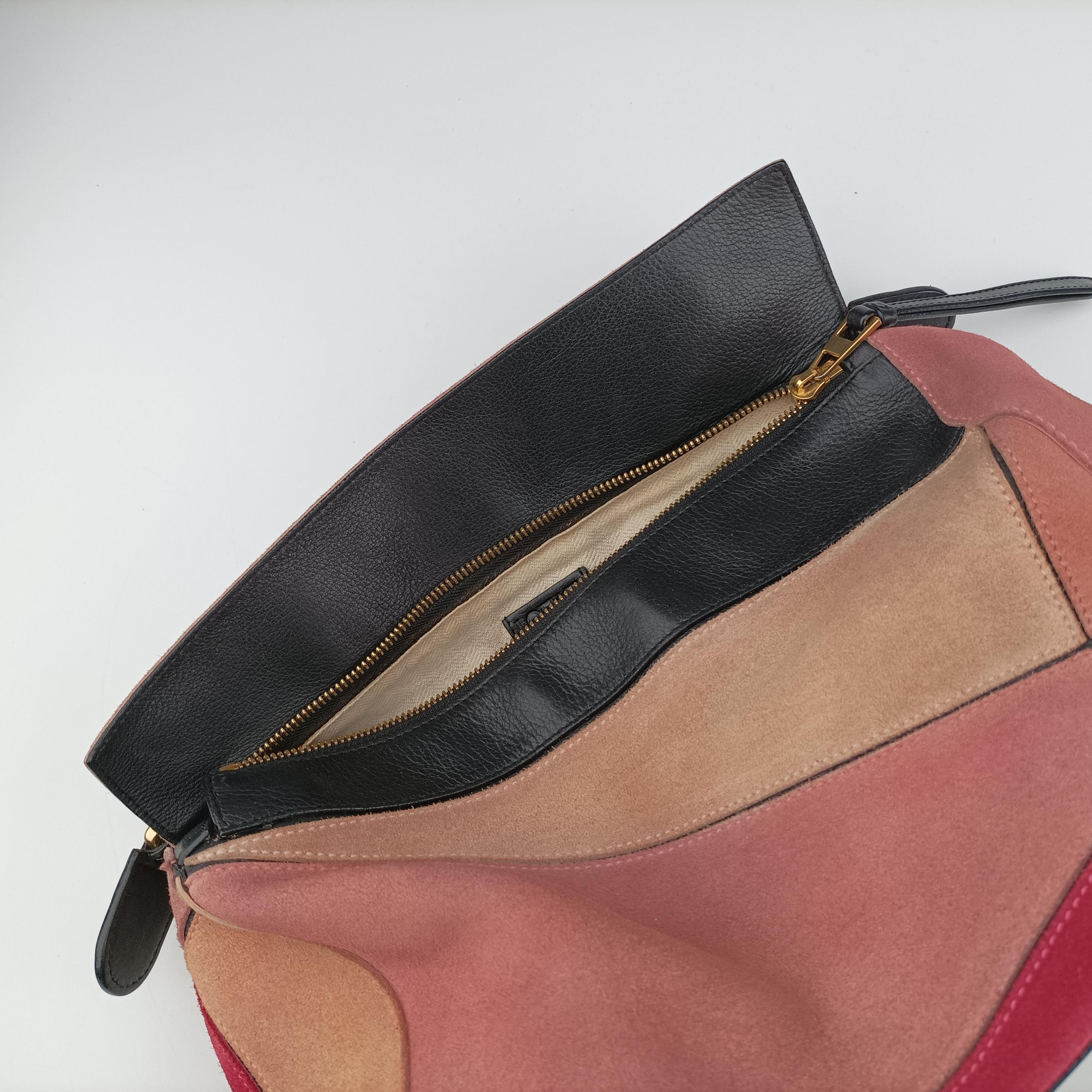 Pre-owned Loewe Puzzle　medium Pink Leather×Suede  shoulderbag | stylenewstar