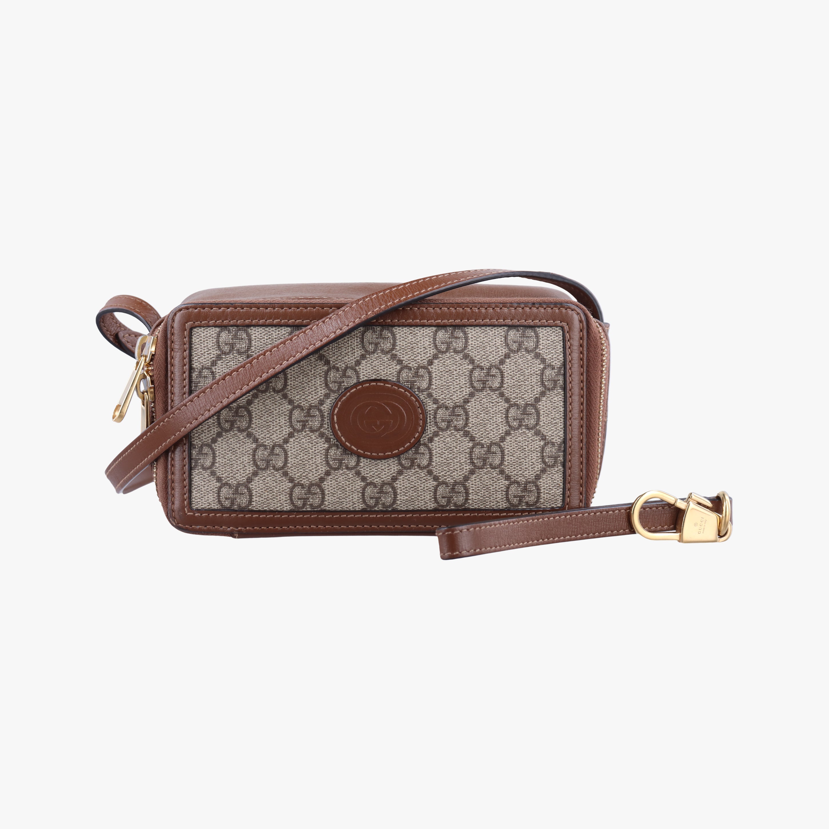 Pre-owned Gucci Interlocking G Brown PVC coated canvas 671674 shoulderbag | stylenewstar