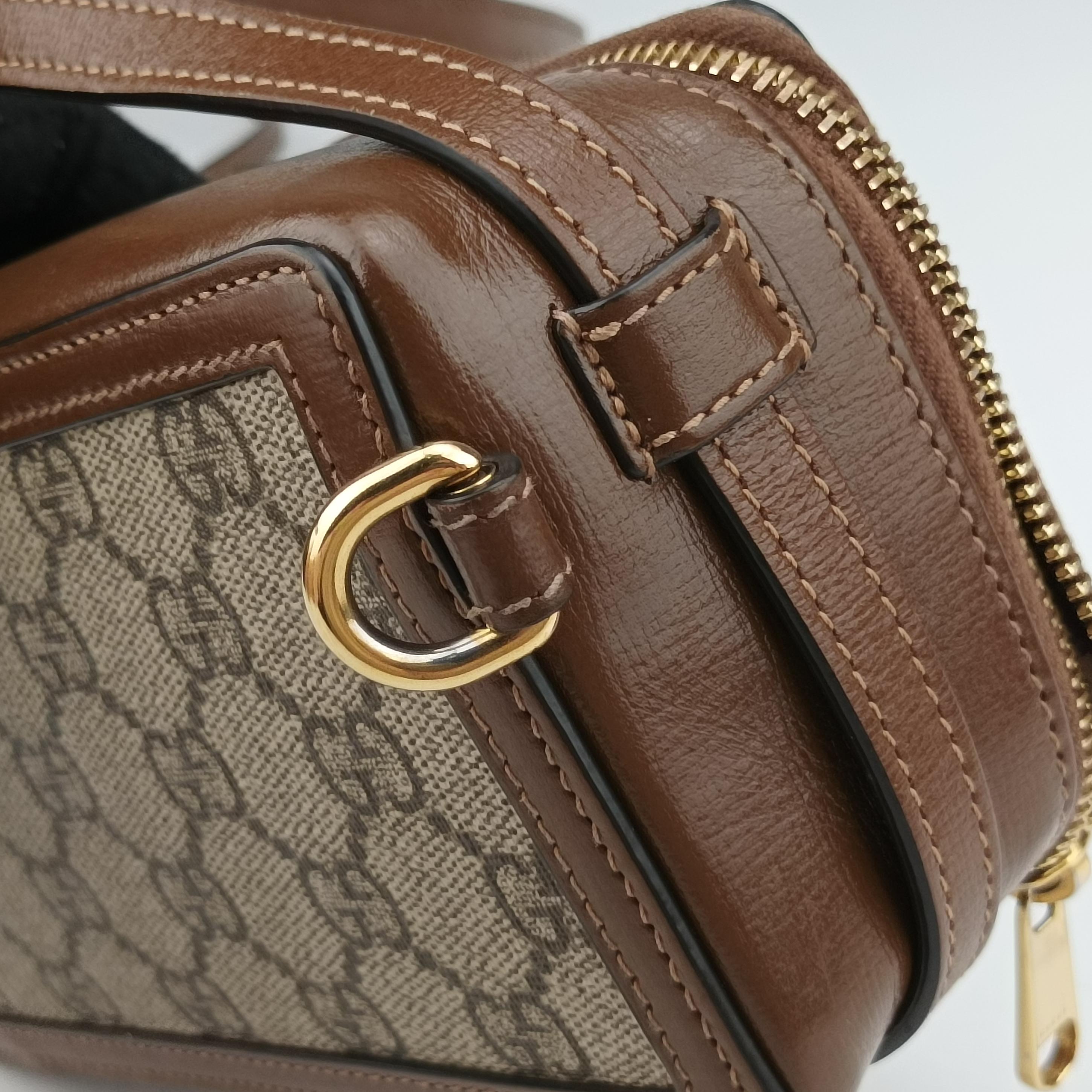Pre-owned Gucci Interlocking G Brown PVC coated canvas 671674 shoulderbag | stylenewstar