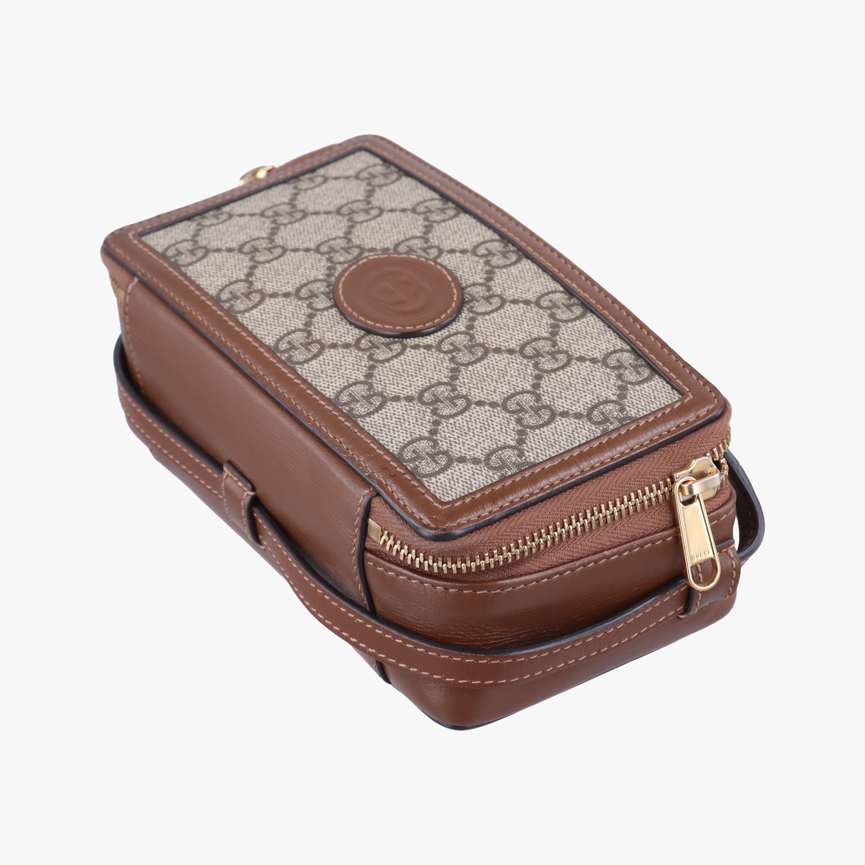 Pre-owned Gucci Interlocking G Brown PVC coated canvas 671674 shoulderbag | stylenewstar
