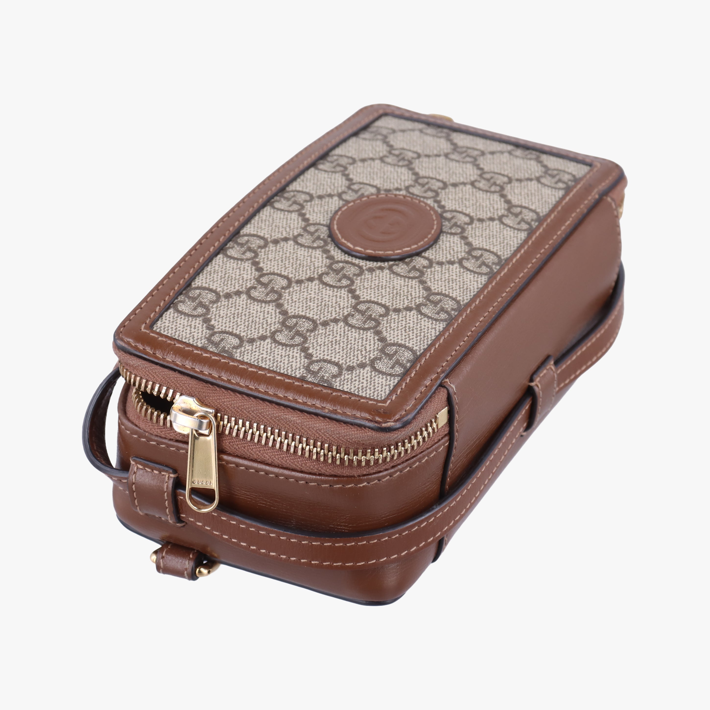 Pre-owned Gucci Interlocking G Brown PVC coated canvas 671674 shoulderbag | stylenewstar
