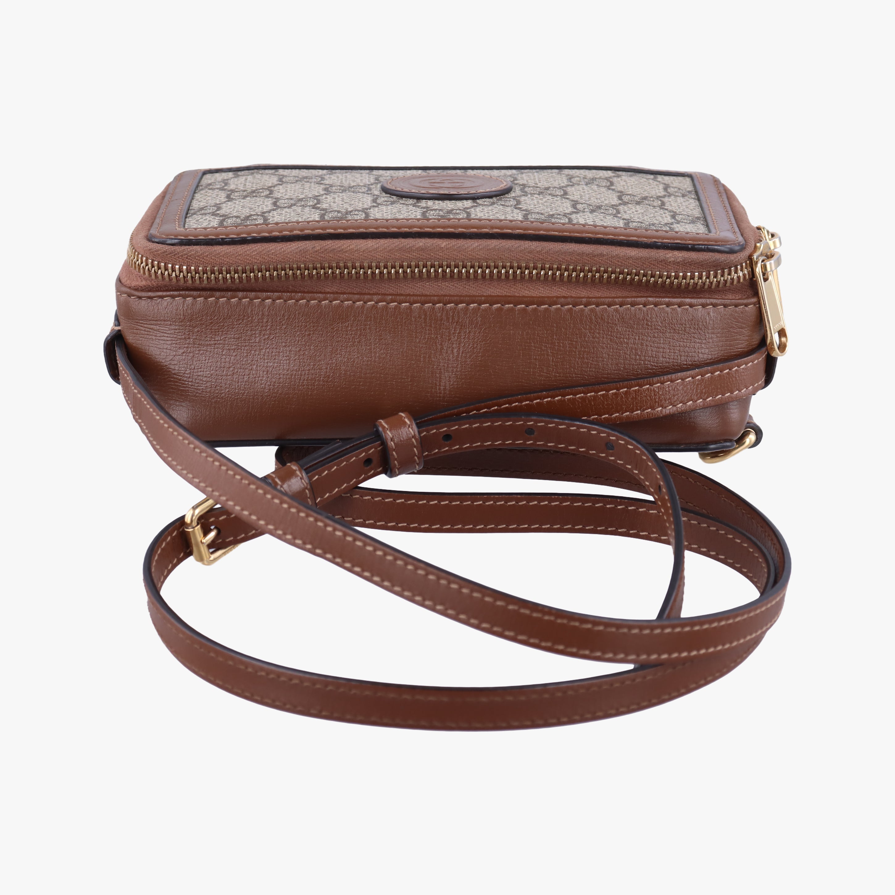 Pre-owned Gucci Interlocking G Brown PVC coated canvas 671674 shoulderbag | stylenewstar