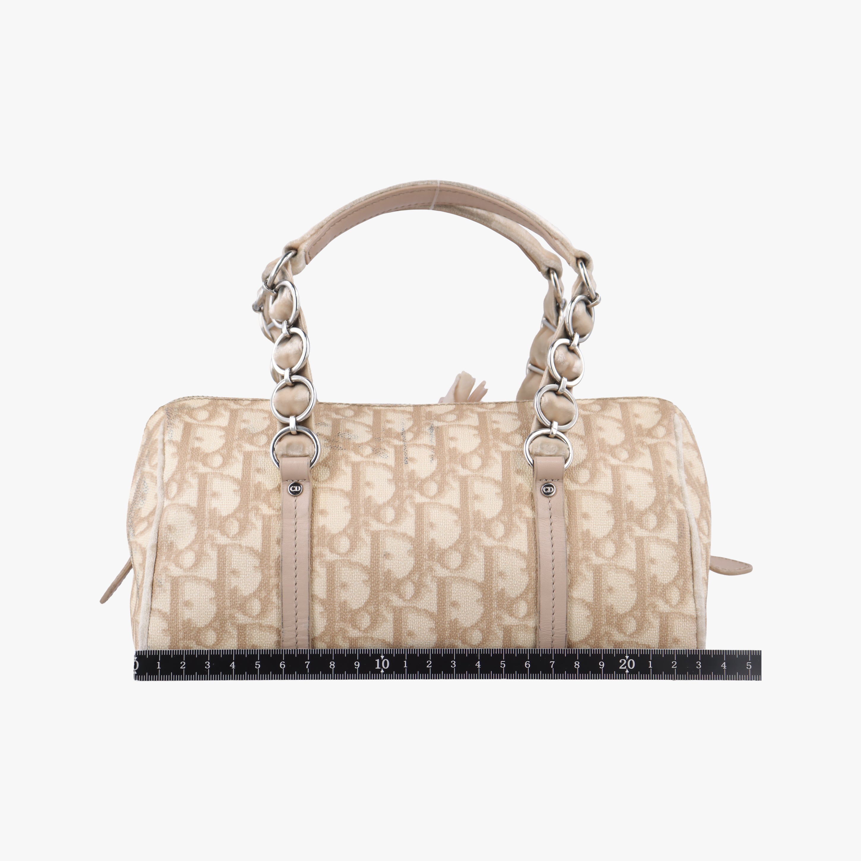 Secondhand Christian Dior Oblique Romantique Trotter Beige x White PVC coated canvas  handbag | stylenewstar