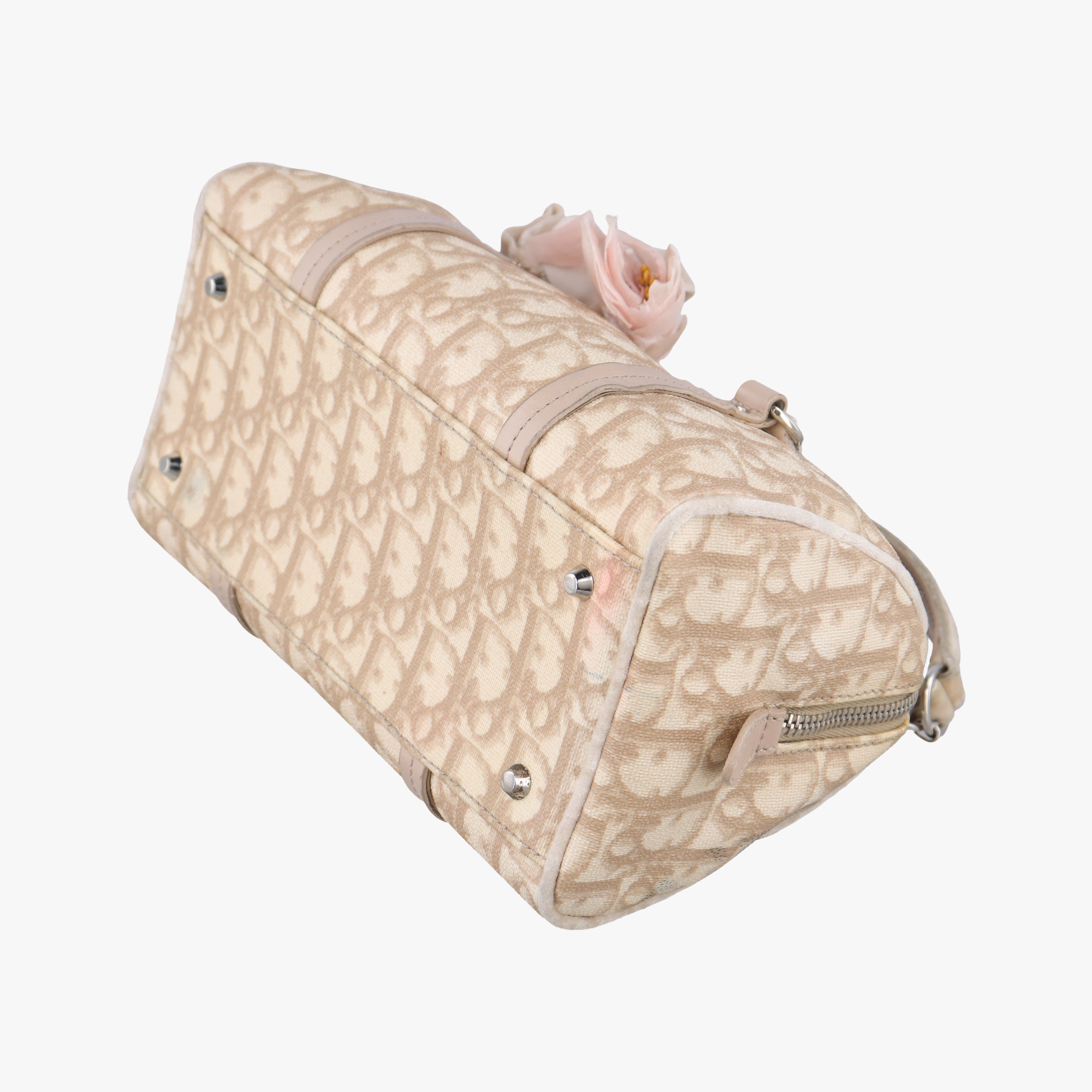 Secondhand Christian Dior Oblique Romantique Trotter Beige x White PVC coated canvas  handbag | stylenewstar