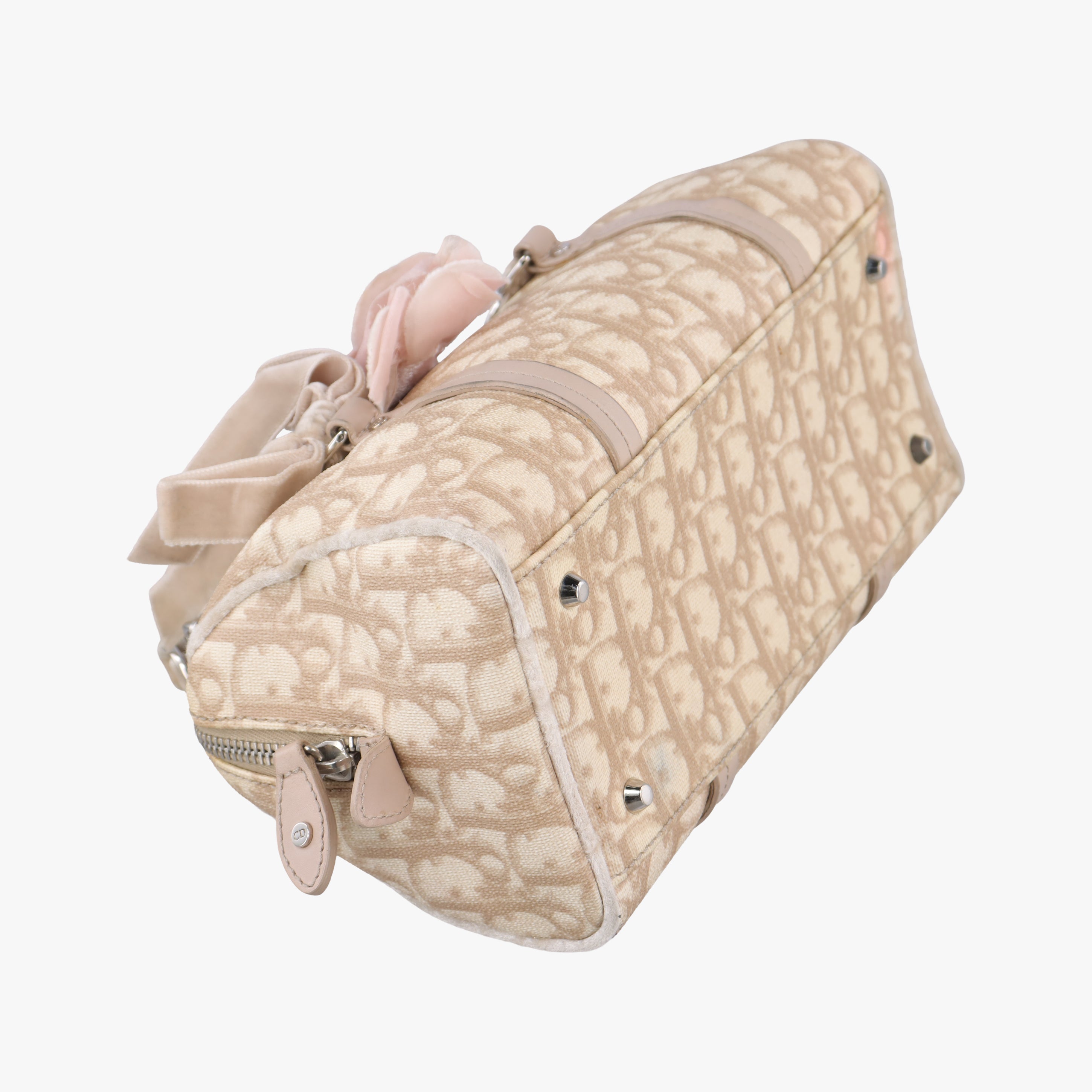Secondhand Christian Dior Oblique Romantique Trotter Beige x White PVC coated canvas  handbag | stylenewstar