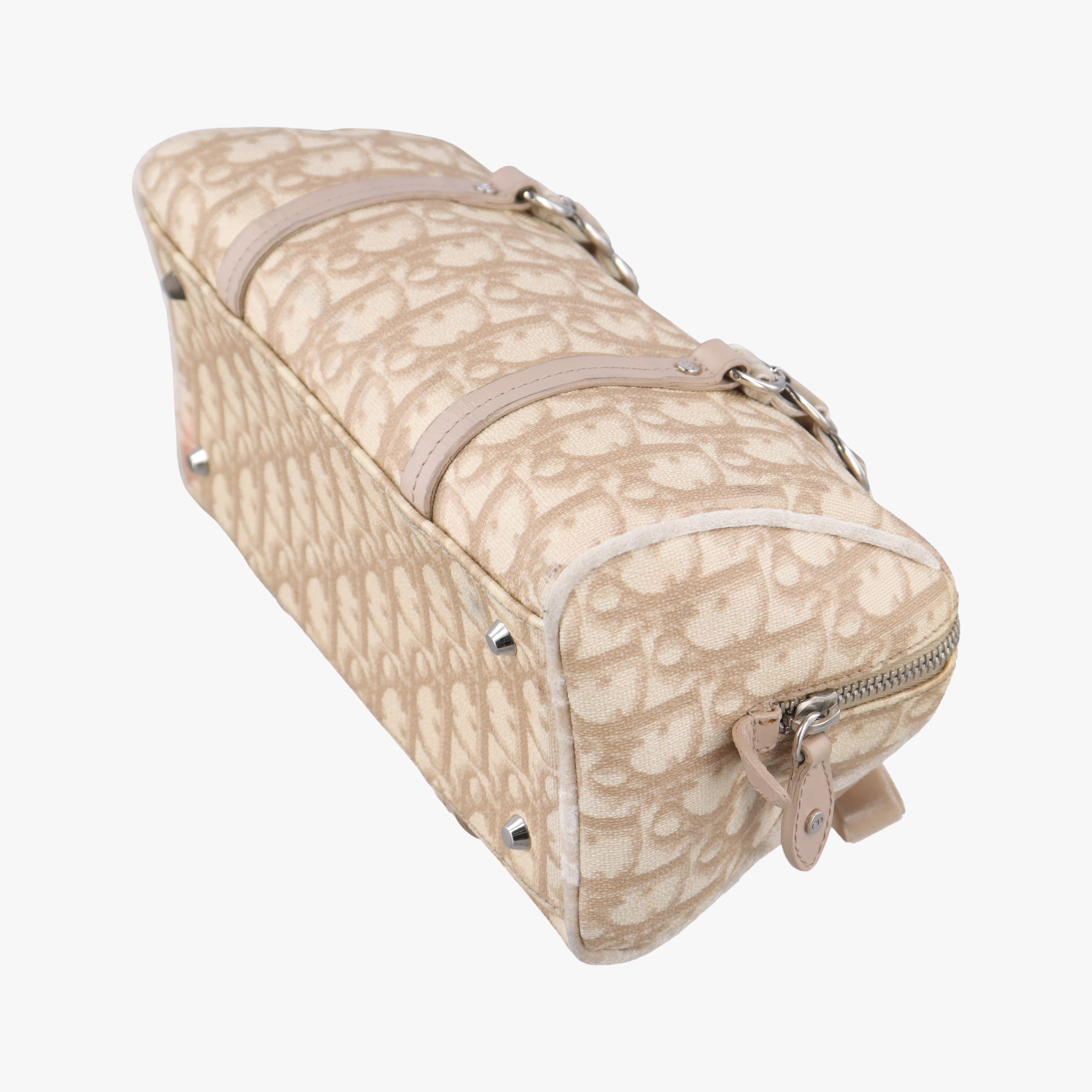 Secondhand Christian Dior Oblique Romantique Trotter Beige x White PVC coated canvas  handbag | stylenewstar