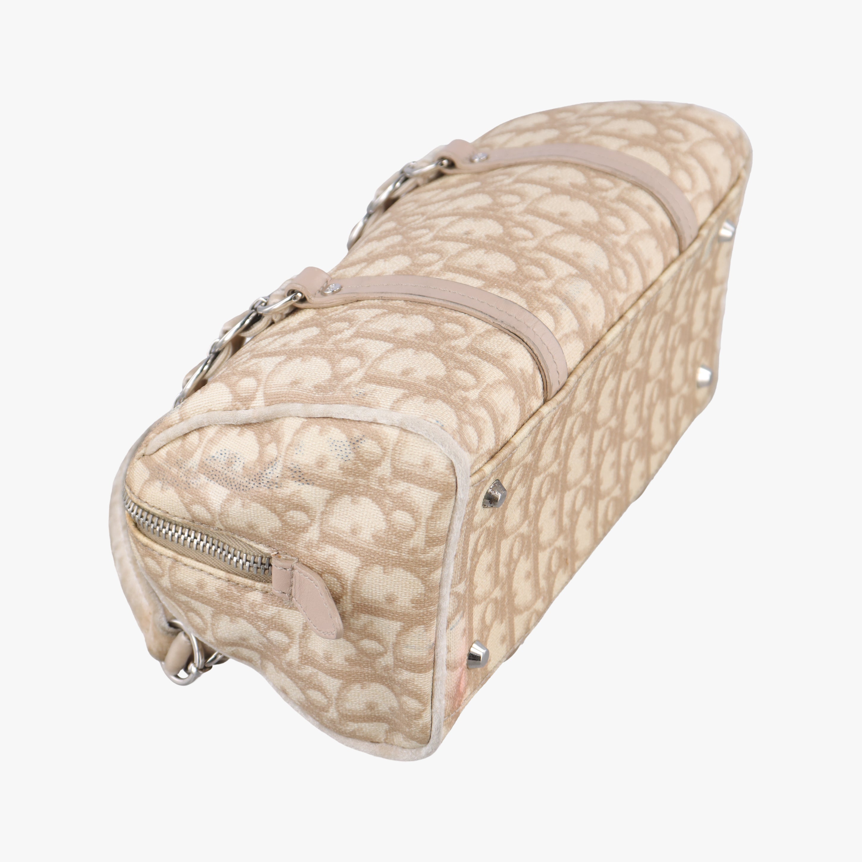 Secondhand Christian Dior Oblique Romantique Trotter Beige x White PVC coated canvas  handbag | stylenewstar