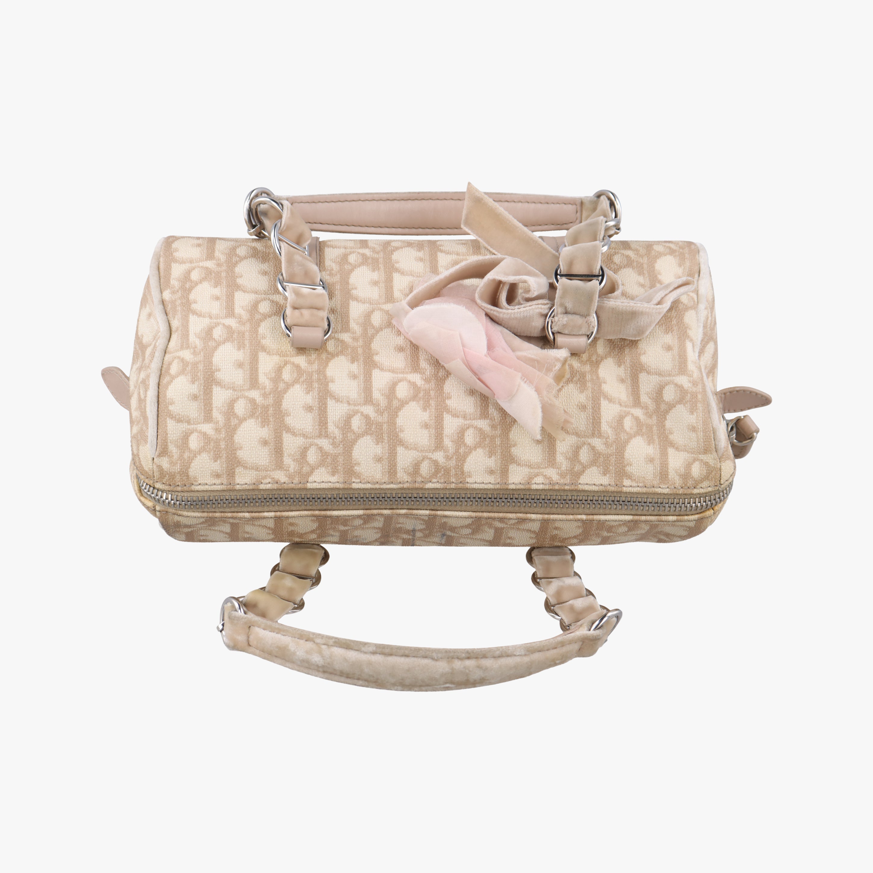 Secondhand Christian Dior Oblique Romantique Trotter Beige x White PVC coated canvas  handbag | stylenewstar