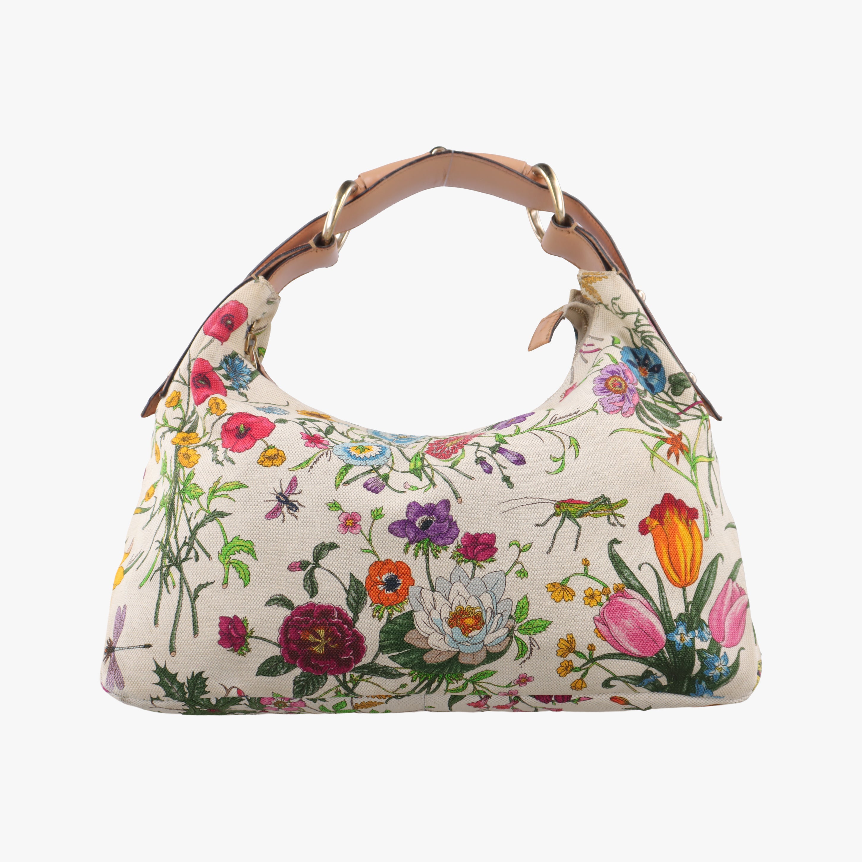 Pre-owned Gucci horsebit hobo White×Multicolour Canvas 115867 handbag | stylenewstar