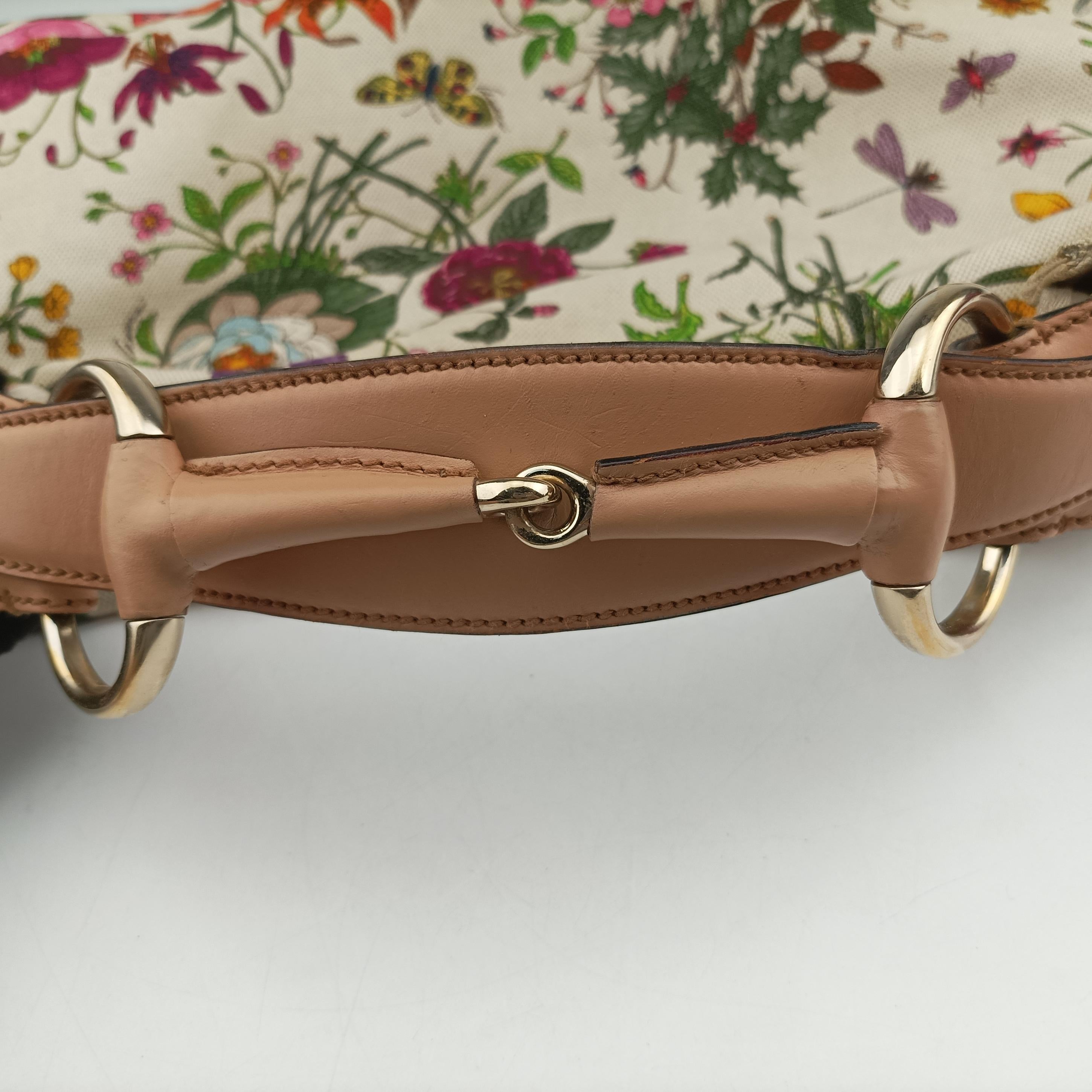 Pre-owned Gucci horsebit hobo White×Multicolour Canvas 115867 handbag | stylenewstar