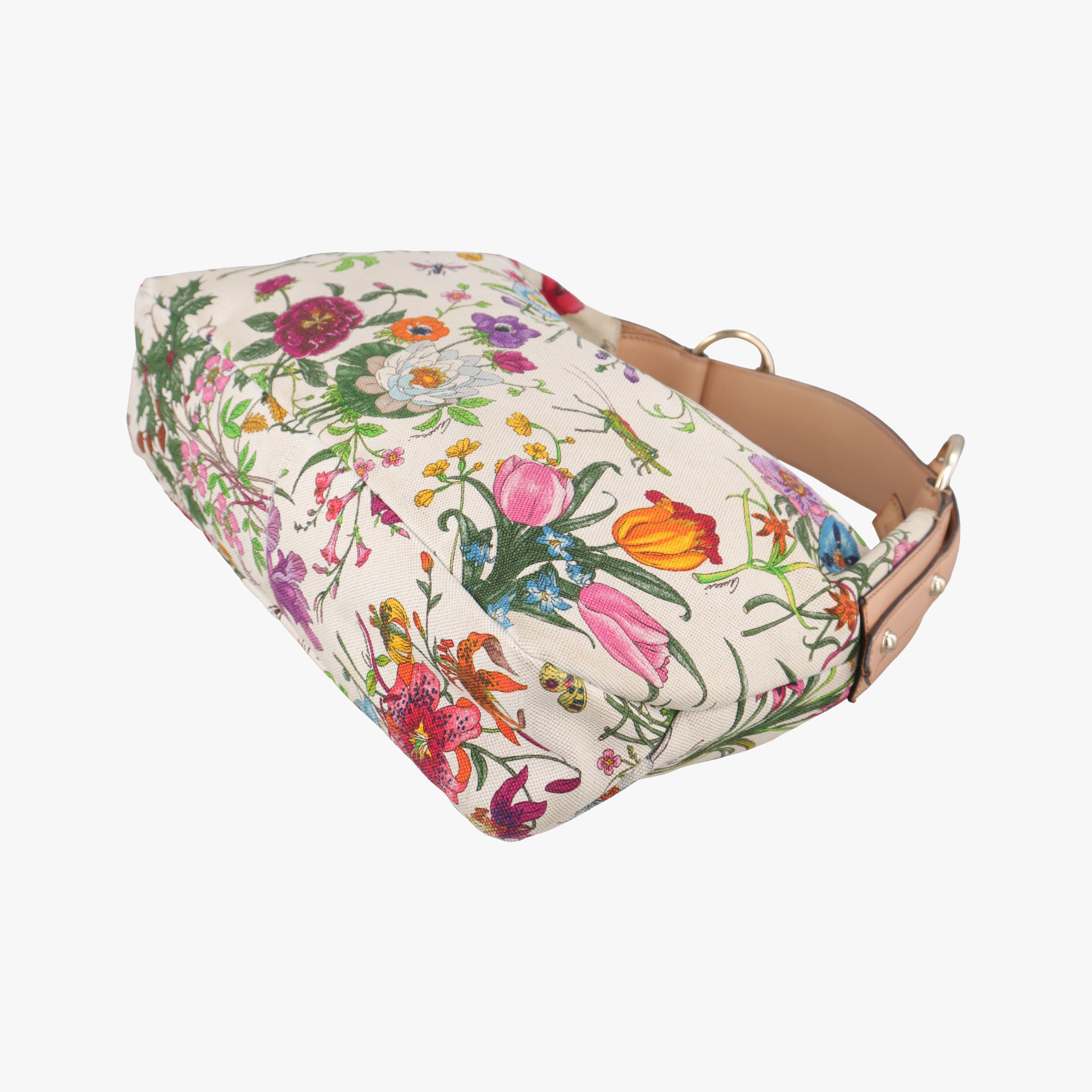 Pre-owned Gucci horsebit hobo White×Multicolour Canvas 115867 handbag | stylenewstar