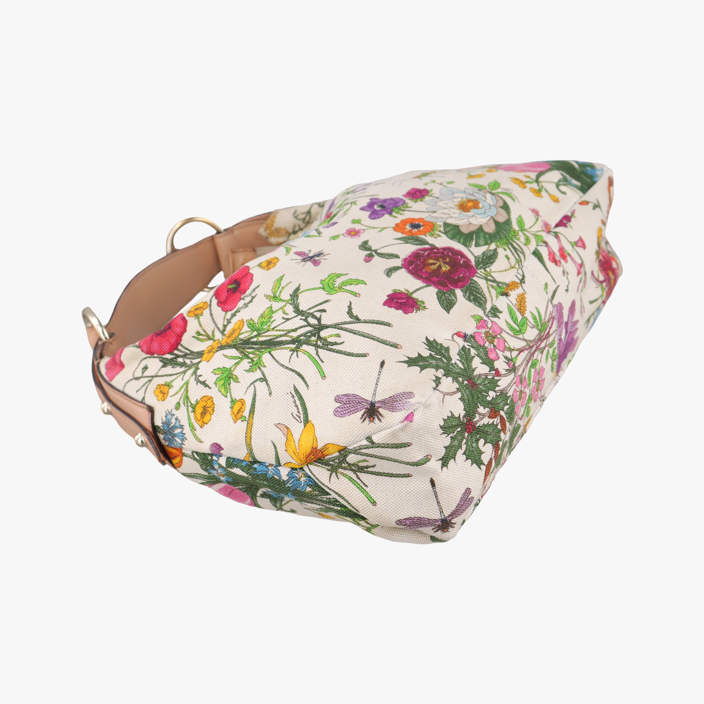Pre-owned Gucci horsebit hobo White×Multicolour Canvas 115867 handbag | stylenewstar
