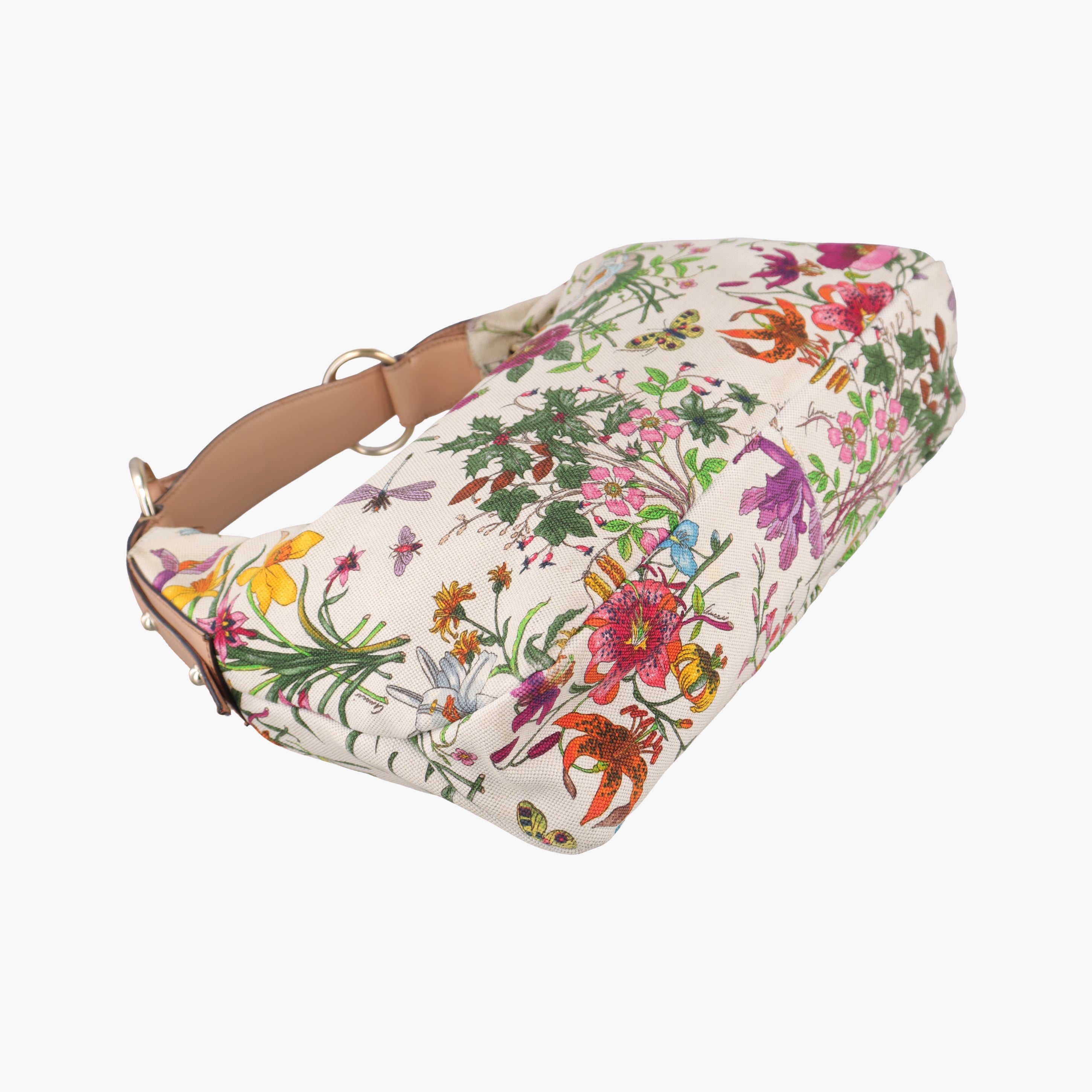 Pre-owned Gucci horsebit hobo White×Multicolour Canvas 115867 handbag | stylenewstar