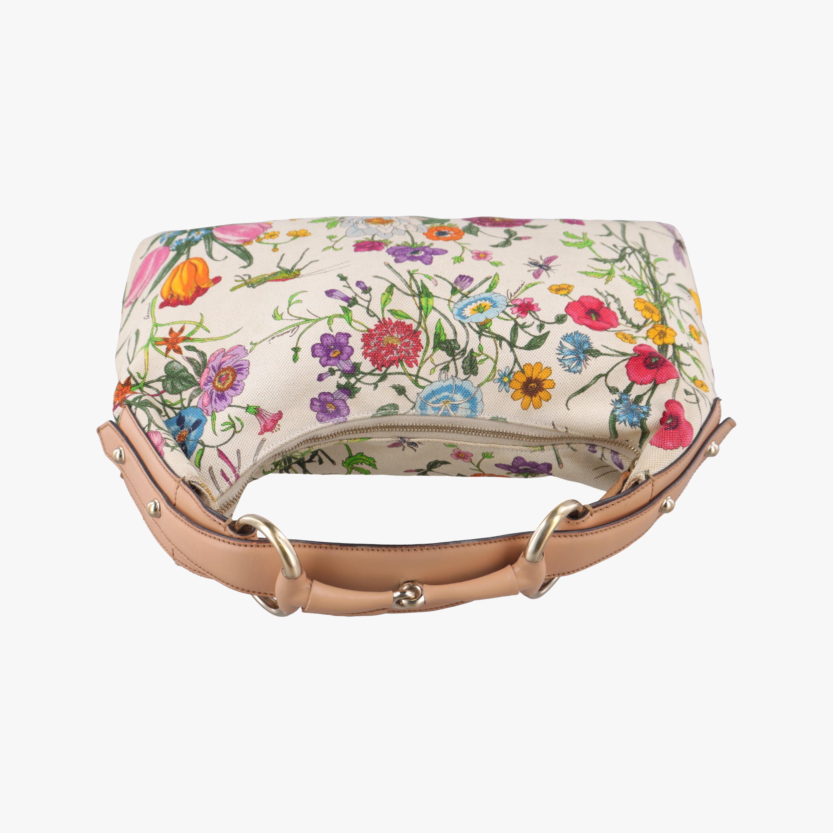 Pre-owned Gucci horsebit hobo White×Multicolour Canvas 115867 handbag | stylenewstar