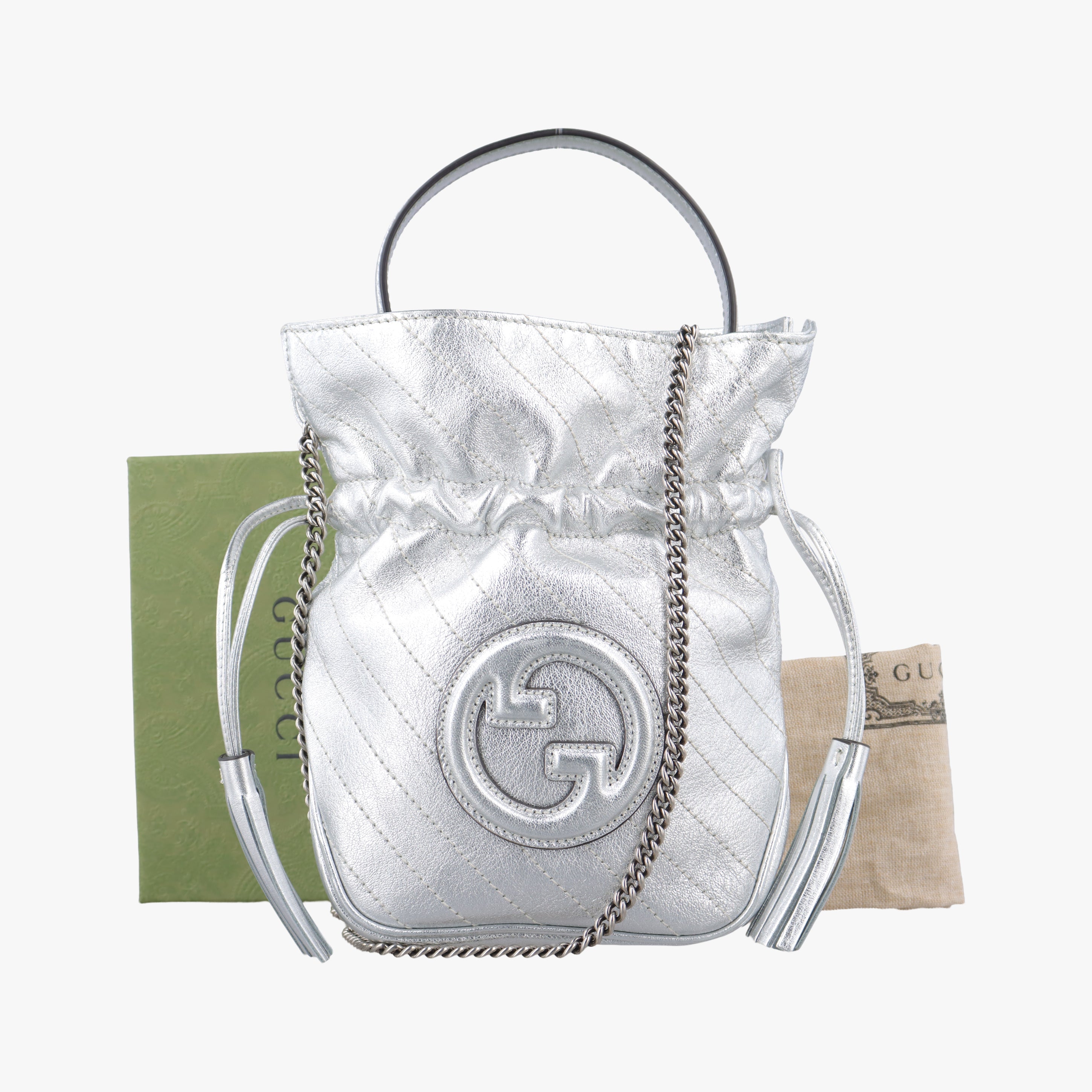 Pre-owned Gucci Blondie Silver Leather 760313 shoulderbag | stylenewstar